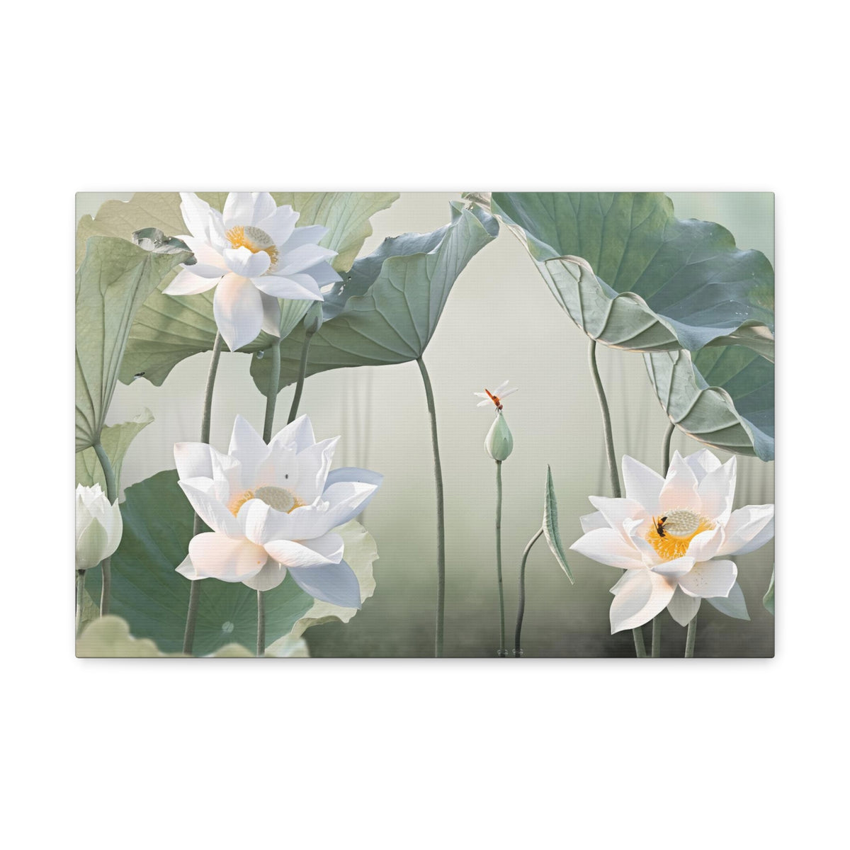 Beautiful White Lotus Flower Canvas Wall Art for Home Decor Ready-to-Hang-Express Your Love Gifts