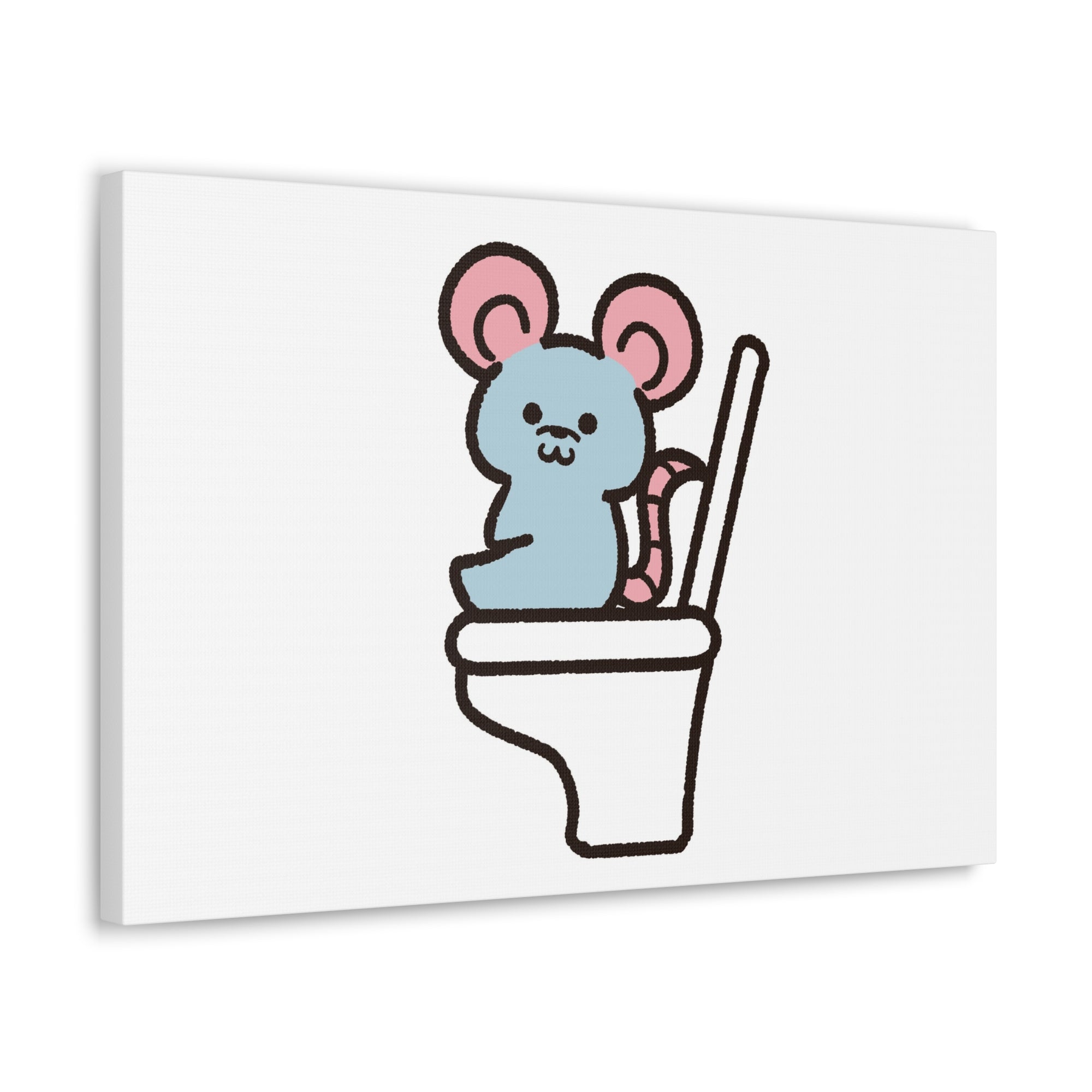 Cartoon Mouse Sitting On Toilet Funny Canvas Wall Art for Home Decor Ready-to-Hand-Express Your Love Gifts