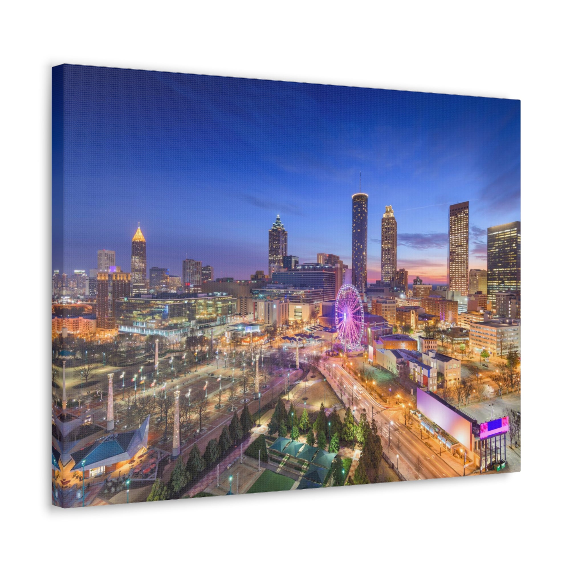 Atlanta Night Skyline Canvas Artwork High-Quality Breathtaking Stunning Cityscape for Home Decor Ready to Hang-Express Your Love Gifts