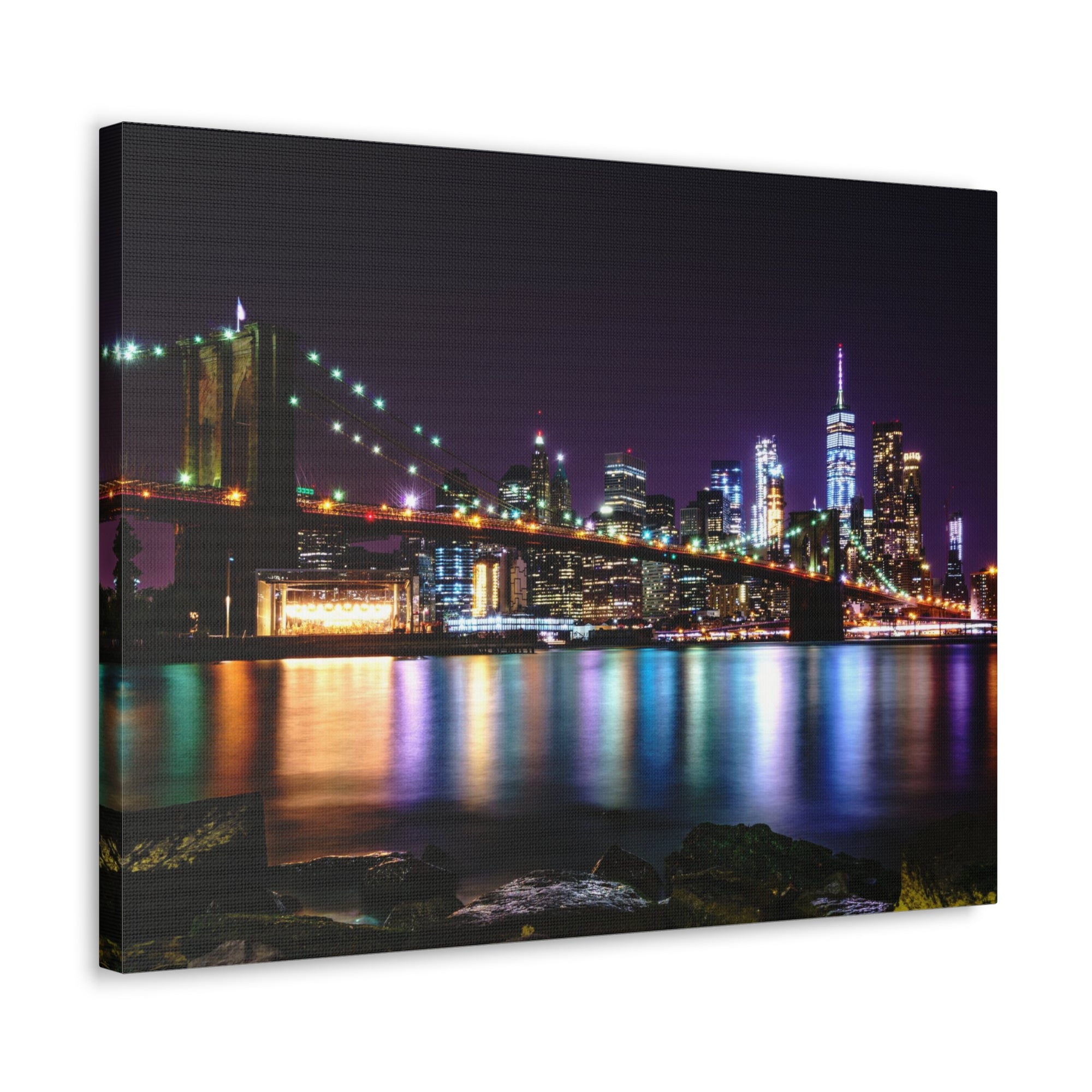 Brooklyn Night Skyline Canvas Artwork High-Quality Breathtaking Stunning Cityscape for Home Decor Ready to Hang-Express Your Love Gifts