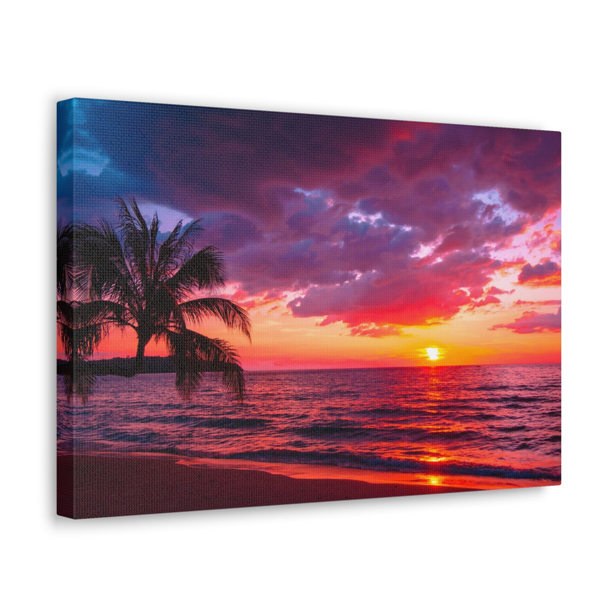 Beautiful Sunset Tropical Beach Ocean Canvas Wall Art for Home Decor Ready-to-Hang-Express Your Love Gifts