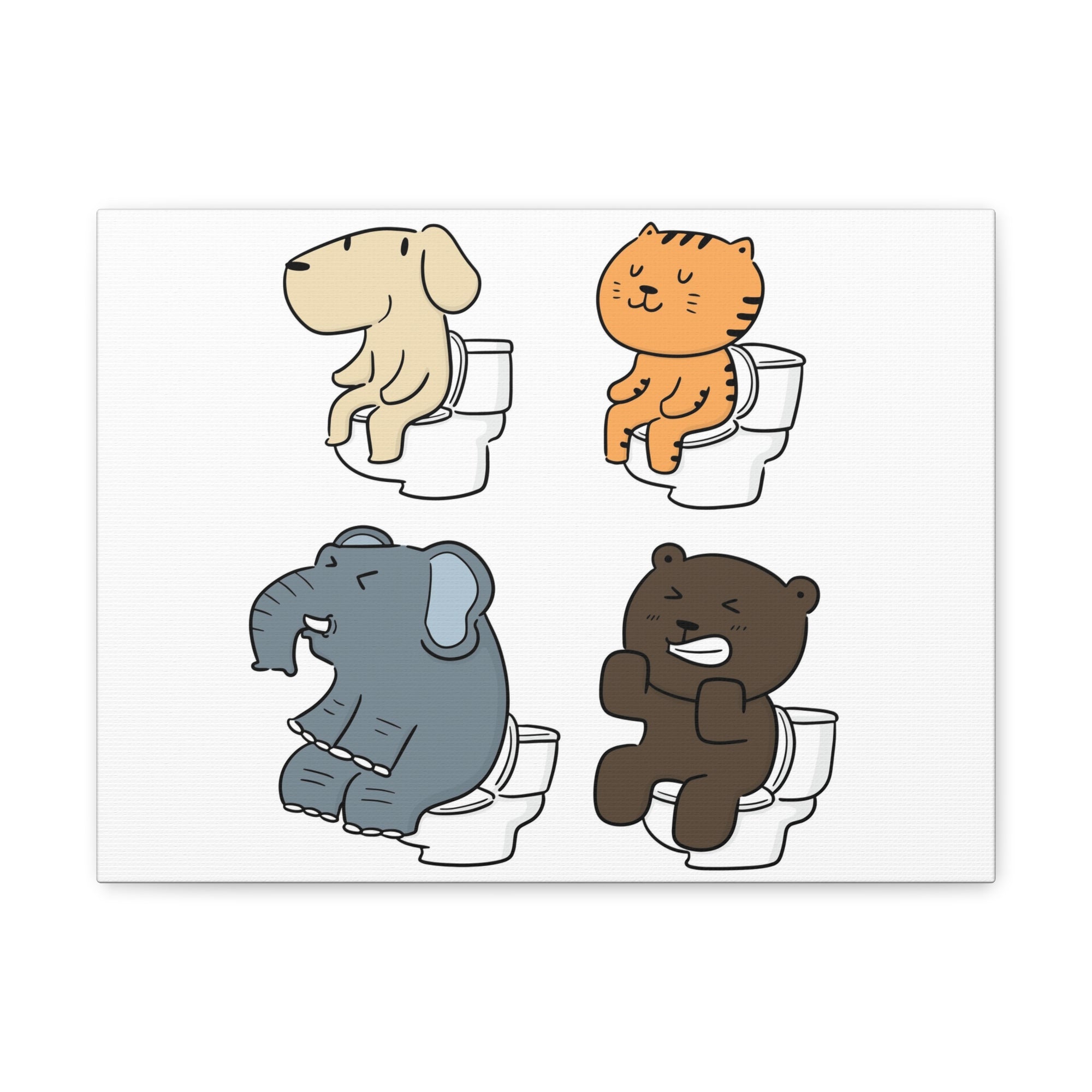 Set Of Animals Sitting On Toilet Funny Canvas Wall Art for Home Decor Ready-to-Hand-Express Your Love Gifts