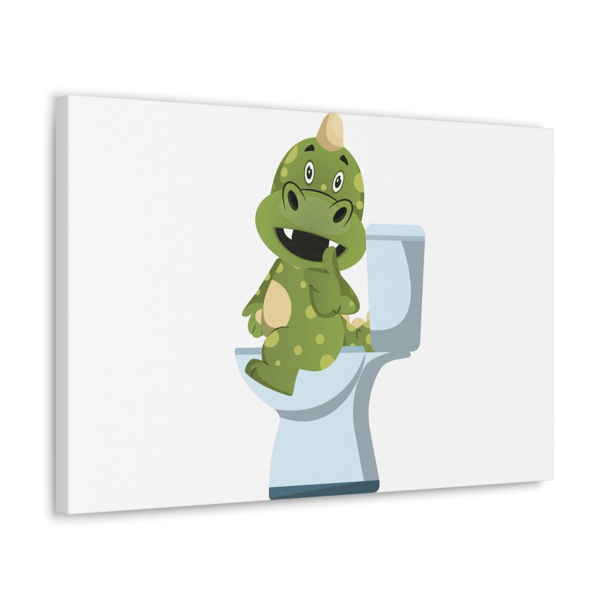 Green Dragon Sitting On Toilet Funny Canvas Wall Art for Home Decor Ready-to-Hand-Express Your Love Gifts