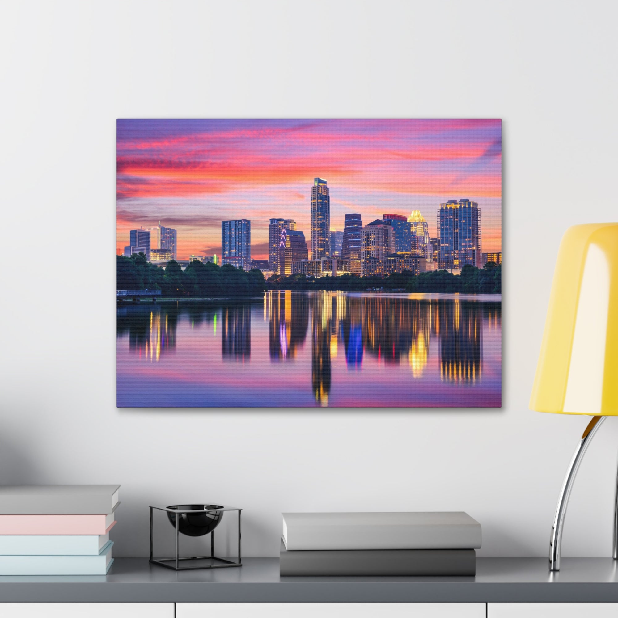 Austin Night Skyline Canvas Artwork High-Quality Breathtaking Stunning Cityscape for Home Decor Ready to Hang-Express Your Love Gifts