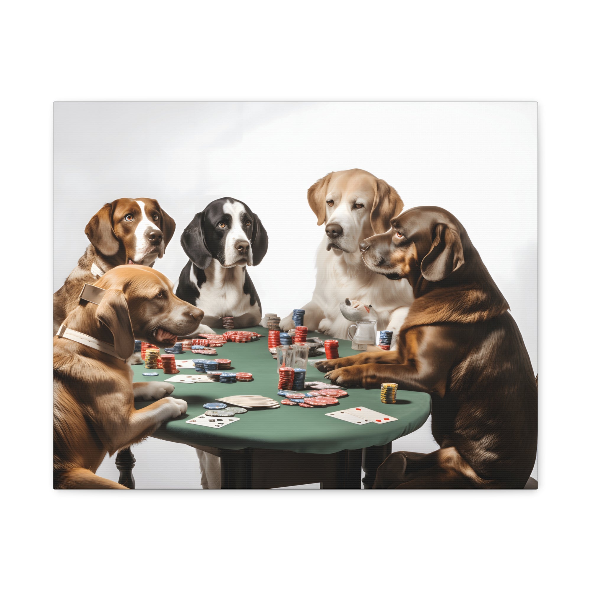 Dogs Playing Poker Funny Game Playing Card Canvas Wall Art for Home Decor Ready-to-Hang-Express Your Love Gifts