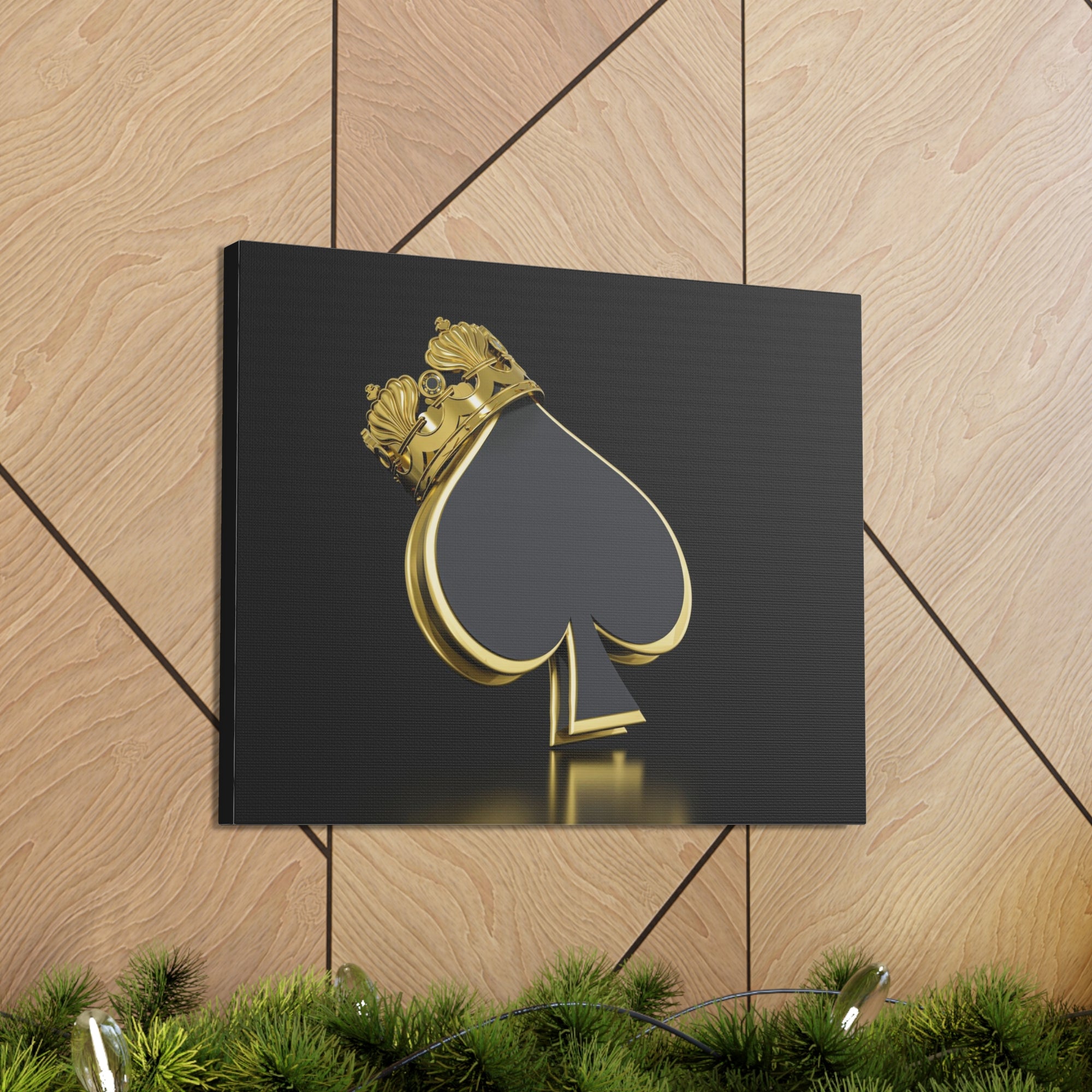 3D Gold Crown Spades Playing Card Canvas Wall Art for Home Decor Ready-to-Hang-Express Your Love Gifts