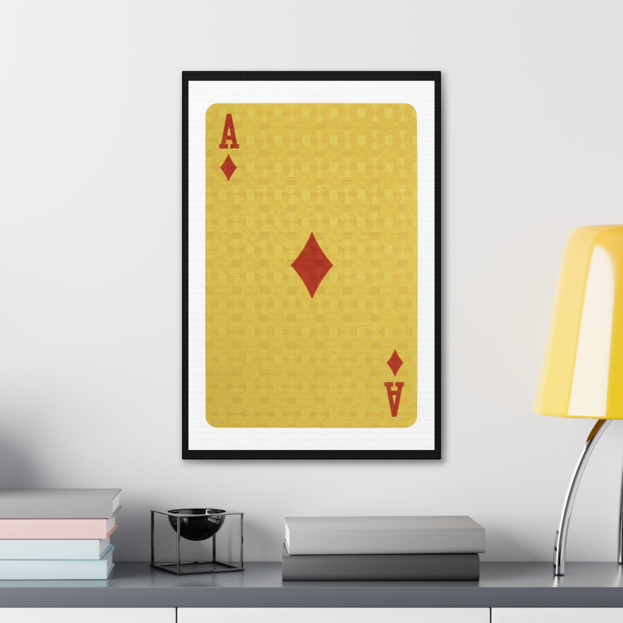 Ace Of Diamonds Isolated White Background Playing Card Canvas Wall Art for Home Decor Ready-to-Hang-Express Your Love Gifts