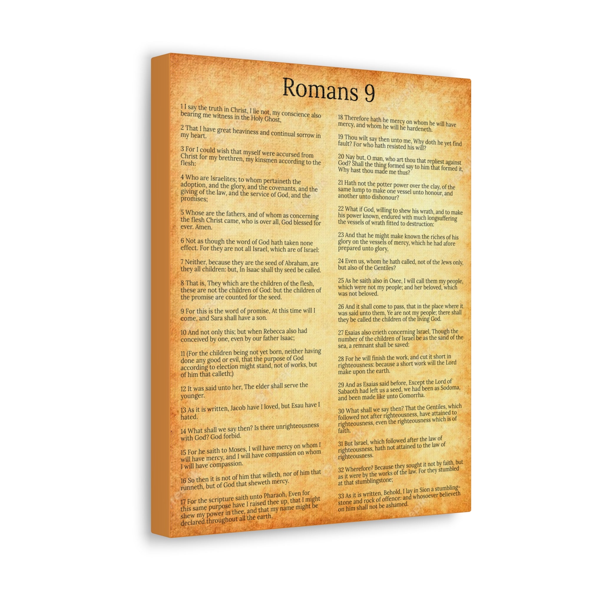 Scripture Walls Romans 9 Chapter Gold God’s Sovereign Choice Christian Wall Art Print Ready to Hang Unframed-Express Your Love Gifts