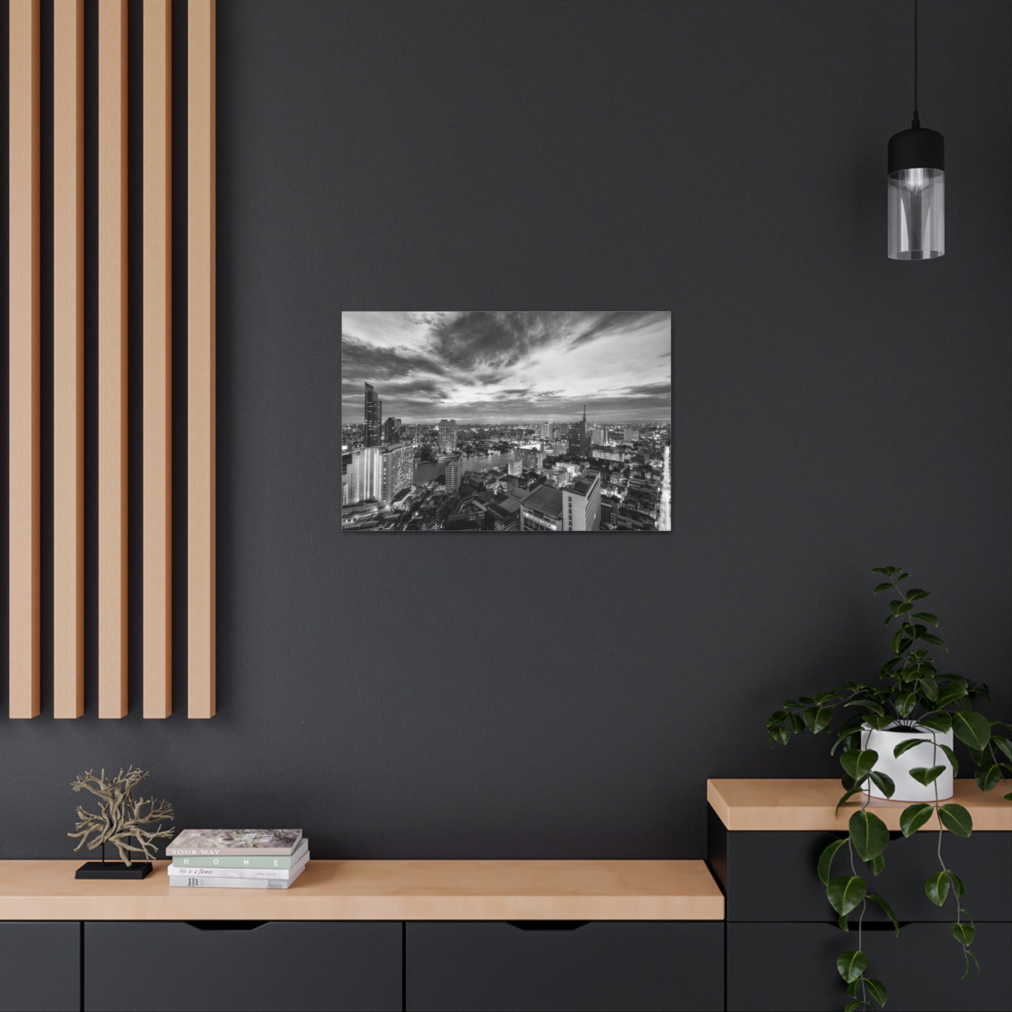 Bangkok Black And White Skyline Canvas Artwork High-Quality Breathtaking Stunning Cityscape for Home Decor Ready to Hang-Express Your Love Gifts