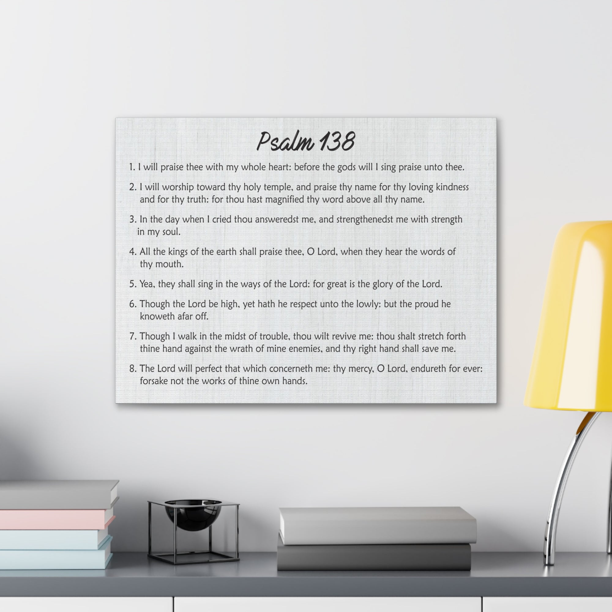 Scripture Canvas Praise His Holy Name Psalm 138 Christian Wall Art Bible Verse Print Ready to Hang-Express Your Love Gifts