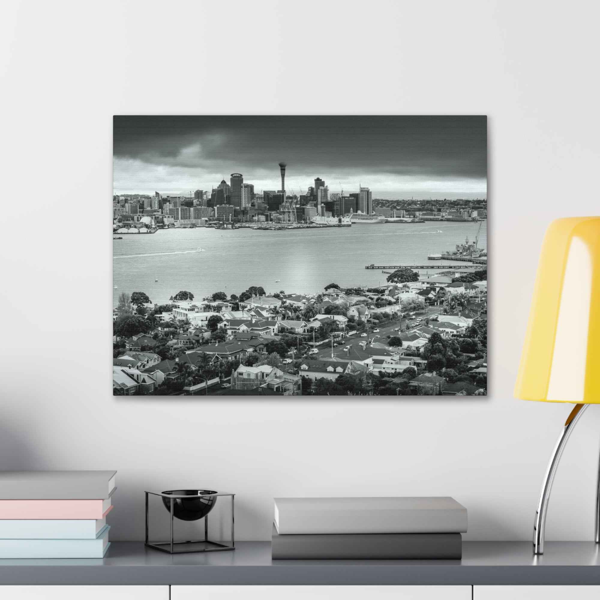 Auckland Black And White Skyline Canvas Artwork High-Quality Breathtaking Stunning Cityscape for Home Decor Ready to Hang-Express Your Love Gifts