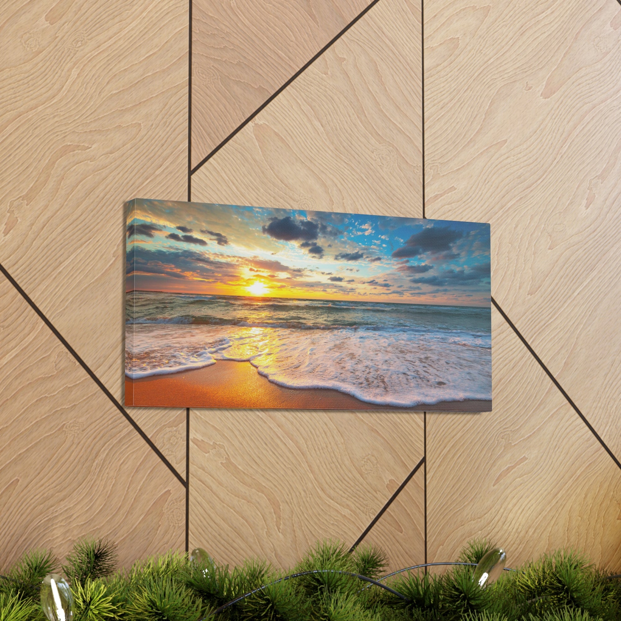 Beach Sunrise Tropical Sea Ocean Canvas Wall Art for Home Decor Ready-to-Hang-Express Your Love Gifts