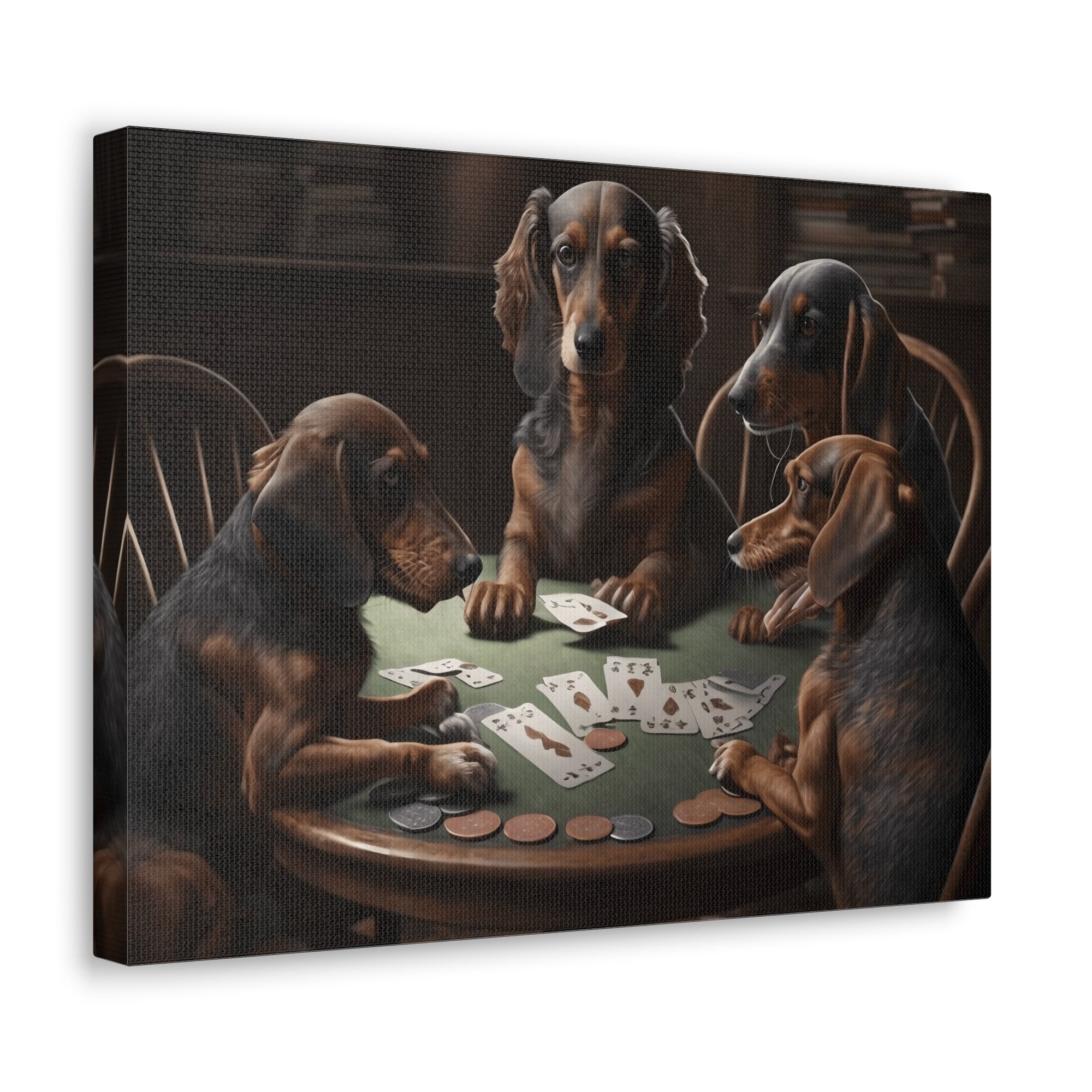 Painting Dogs Playing Poker Funny Game Animals Playing Card Canvas Wall Art for Home Decor Ready-to-Hang-Express Your Love Gifts