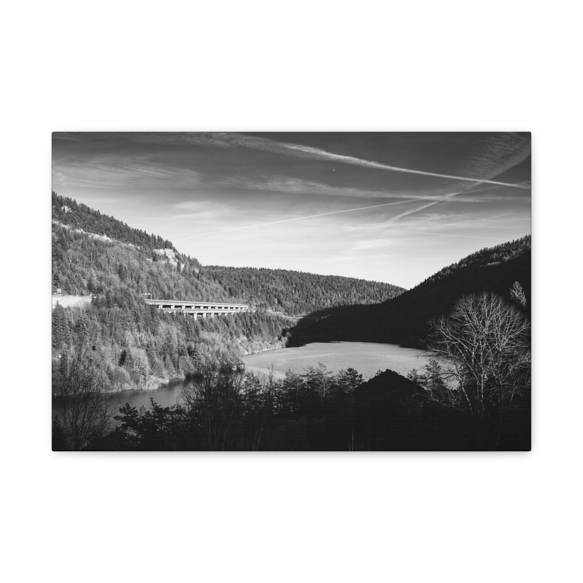 Black And White Forest Mountain Nature Wilderness Photography Canvas Wall Art for Home Decor Ready-to-Hang-Express Your Love Gifts