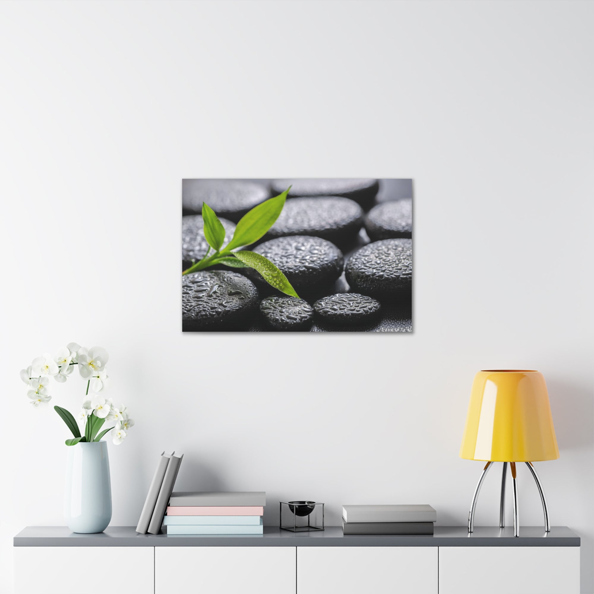 Bamboo on Zen Basalt Forest Floral Nature Photography Canvas Wall Art for Home Decor Ready-to-Hang-Express Your Love Gifts