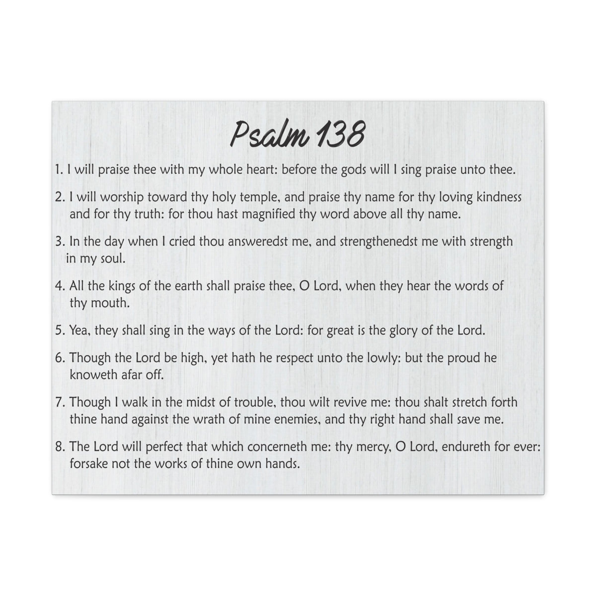 Scripture Canvas Praise His Holy Name Psalm 138 Christian Wall Art Bible Verse Print Ready to Hang-Express Your Love Gifts