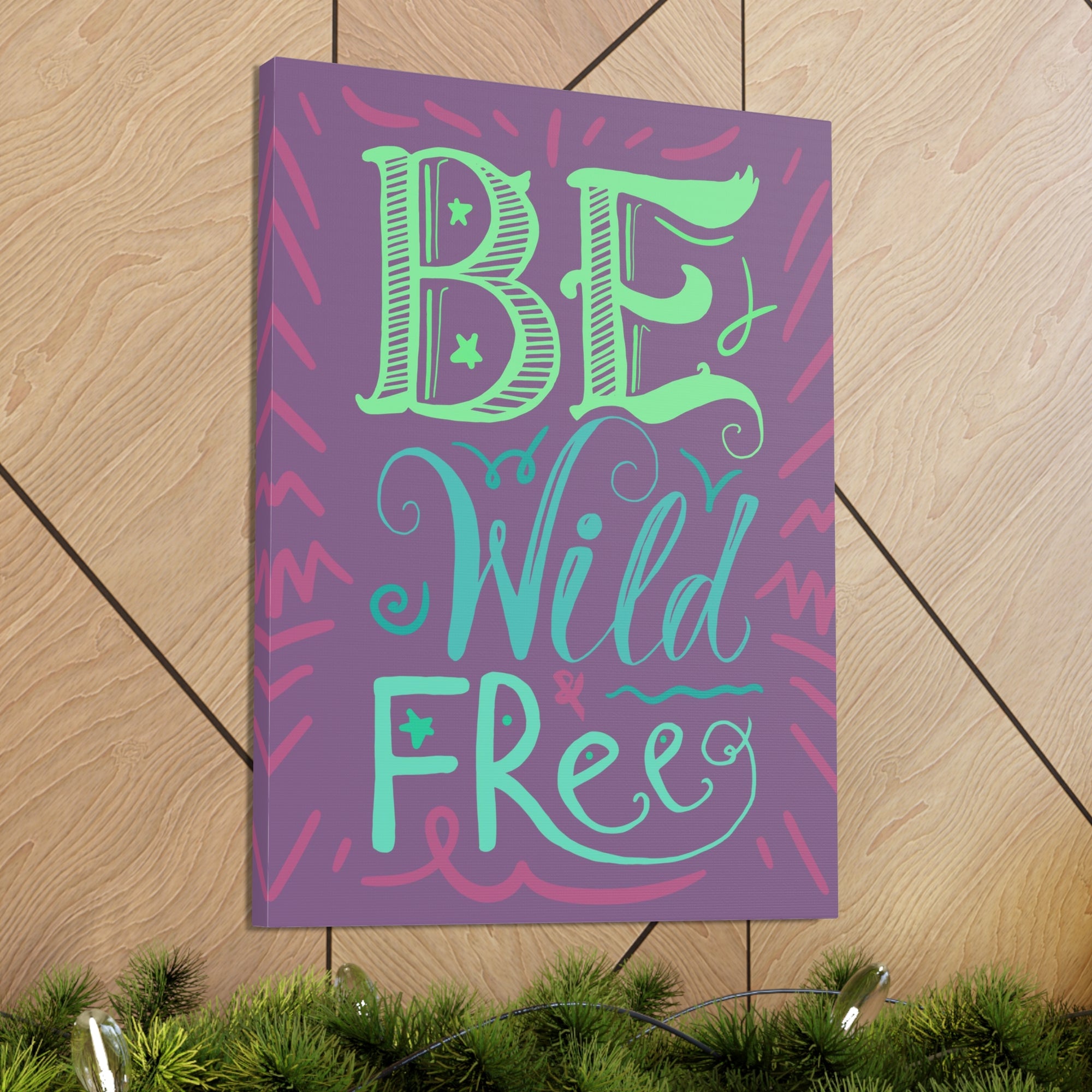 Be Wild And Free Purple Background Inspirational Canvas Wall Art for Home Decor Ready-to-Hang-Express Your Love Gifts