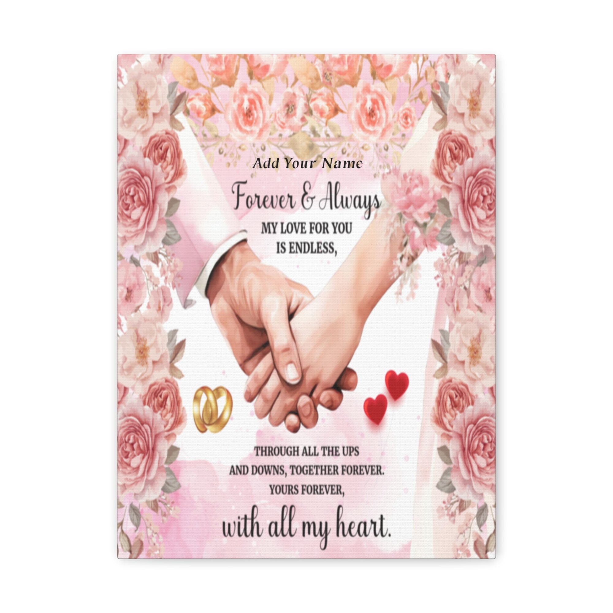 Personalized To My Wife Forever & Always Floral Canvas Wall Art – Romantic Wedding & Anniversary Gift-Express Your Love Gifts