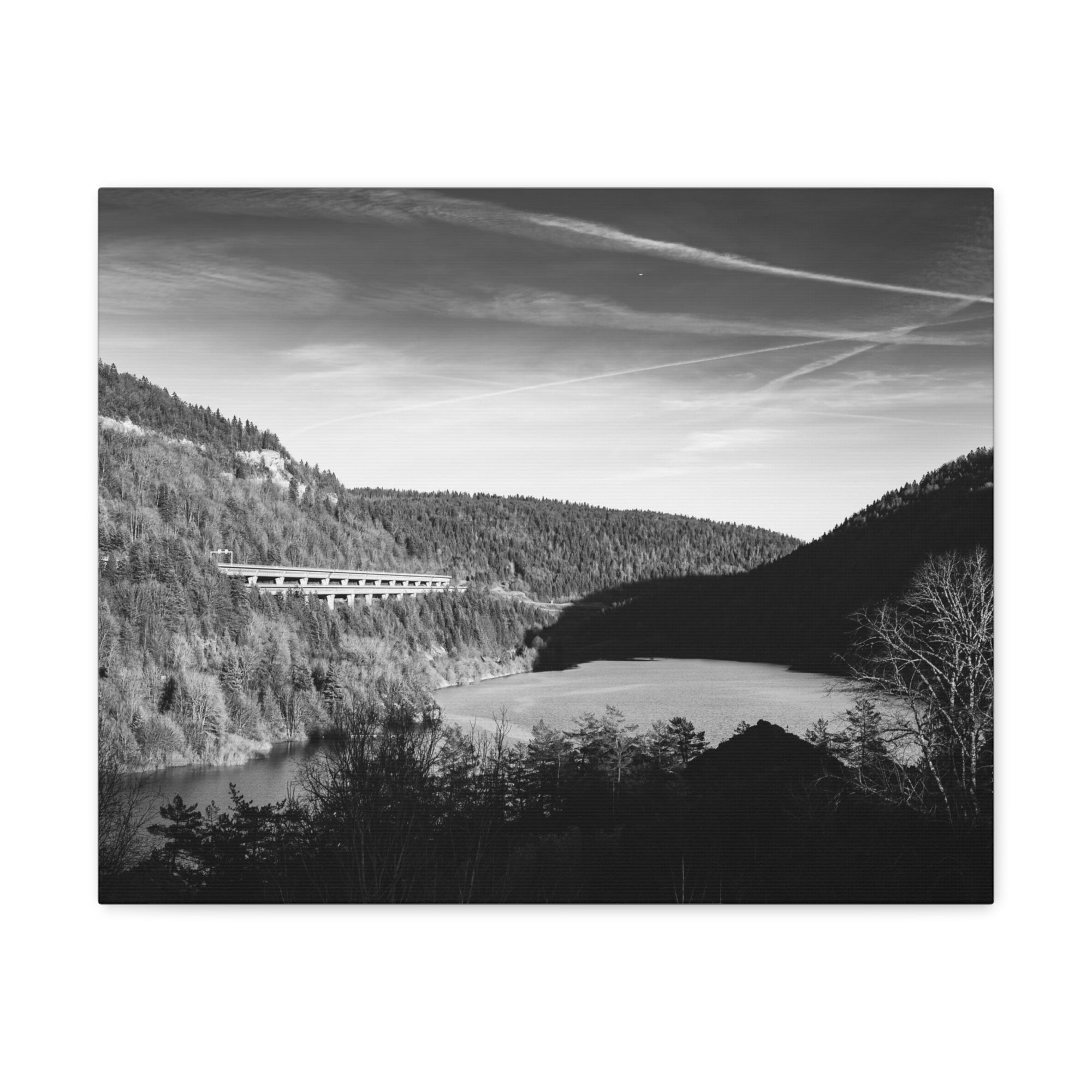 Black And White Forest Mountain Nature Wilderness Photography Canvas Wall Art for Home Decor Ready-to-Hang-Express Your Love Gifts