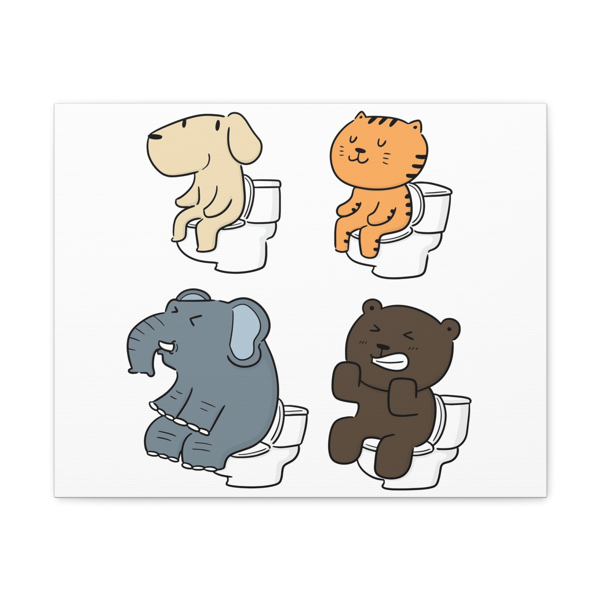 Set Of Animals Sitting On Toilet Funny Canvas Wall Art for Home Decor Ready-to-Hand-Express Your Love Gifts