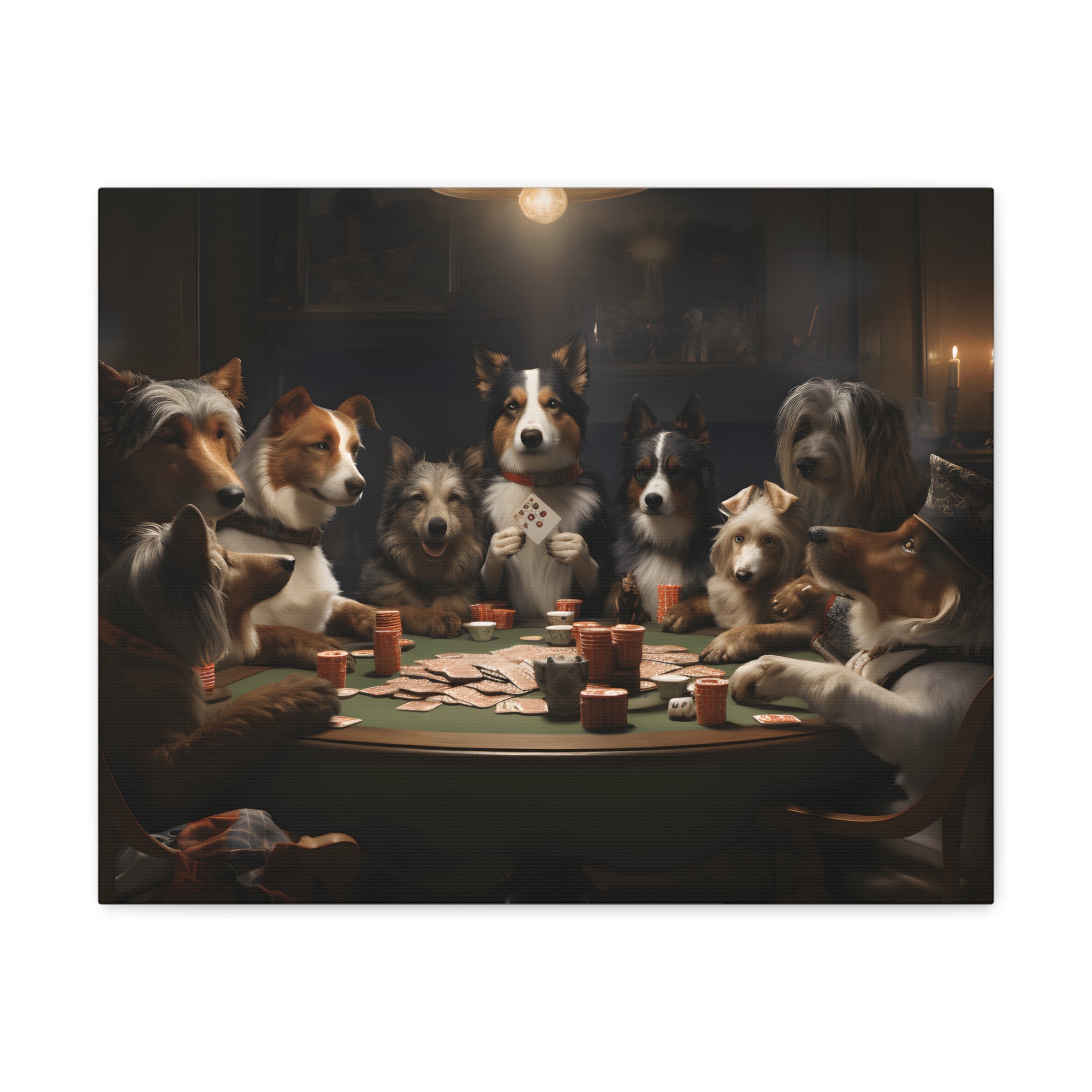 Different Dogs Playing Poker New York Animals Playing Card Canvas Wall Art for Home Decor Ready-to-Hang-Express Your Love Gifts