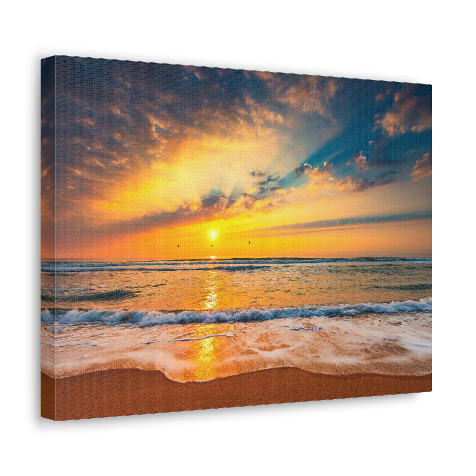 Beach Sunrise Over Tropical Sea Ocean Canvas Wall Art for Home Decor Ready-to-Hang-Express Your Love Gifts