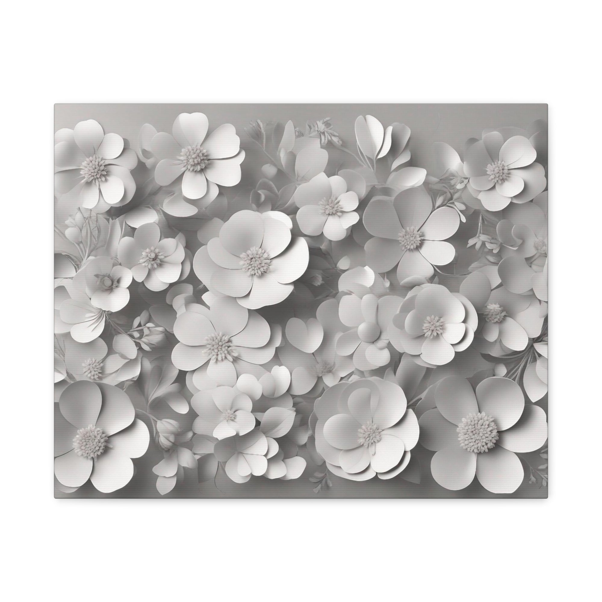 3D Aesthetic White Flower Background Canvas Wall Art for Home Decor Ready-to-Hang-Express Your Love Gifts