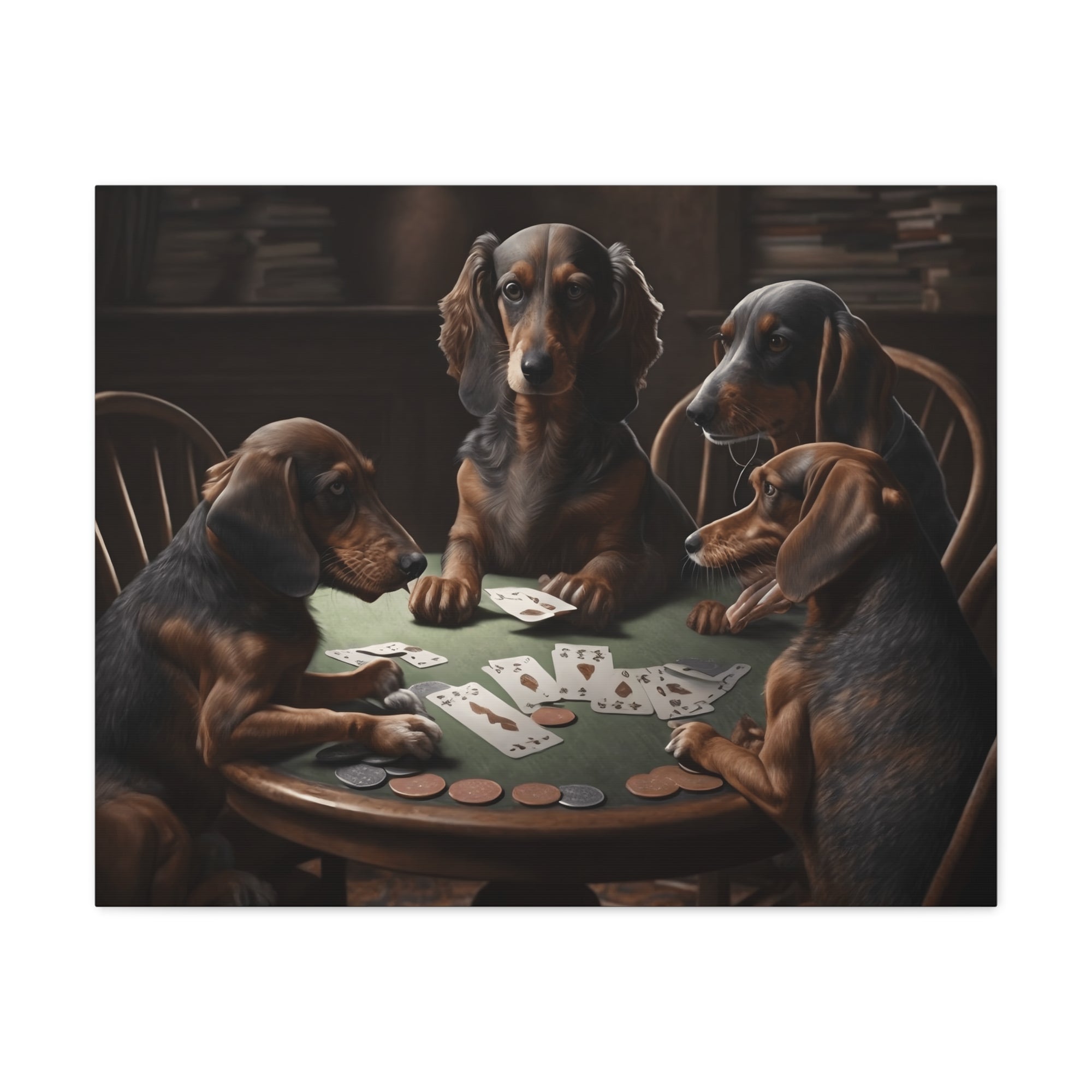 Painting Dogs Playing Poker Funny Game Animals Playing Card Canvas Wall Art for Home Decor Ready-to-Hang-Express Your Love Gifts