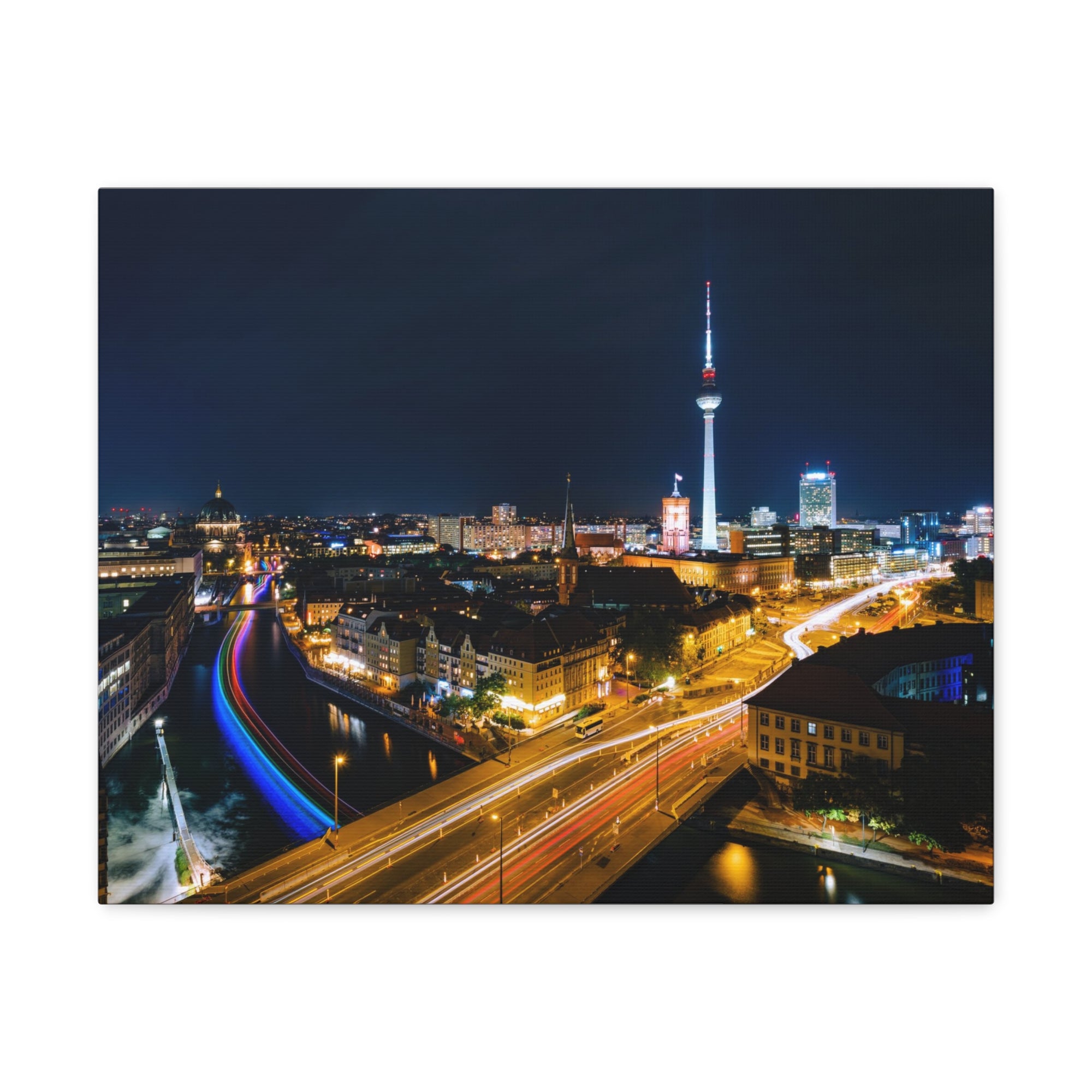 Berlin Night Skyline Canvas Artwork High-Quality Breathtaking Stunning Cityscape for Home Decor Ready to Hang-Express Your Love Gifts