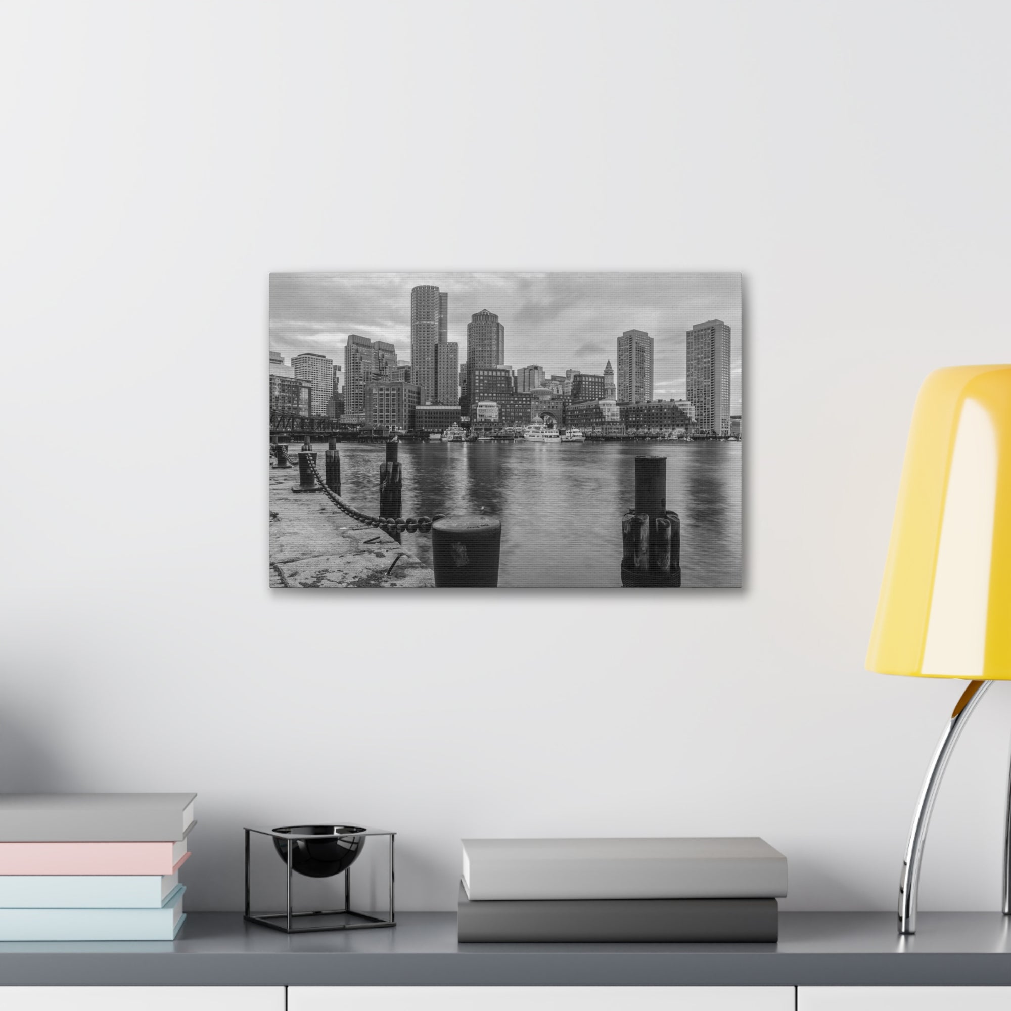 Boston Black And White Skyline Canvas Artwork High-Quality Breathtaking Stunning Cityscape for Home Decor Ready to Hang-Express Your Love Gifts