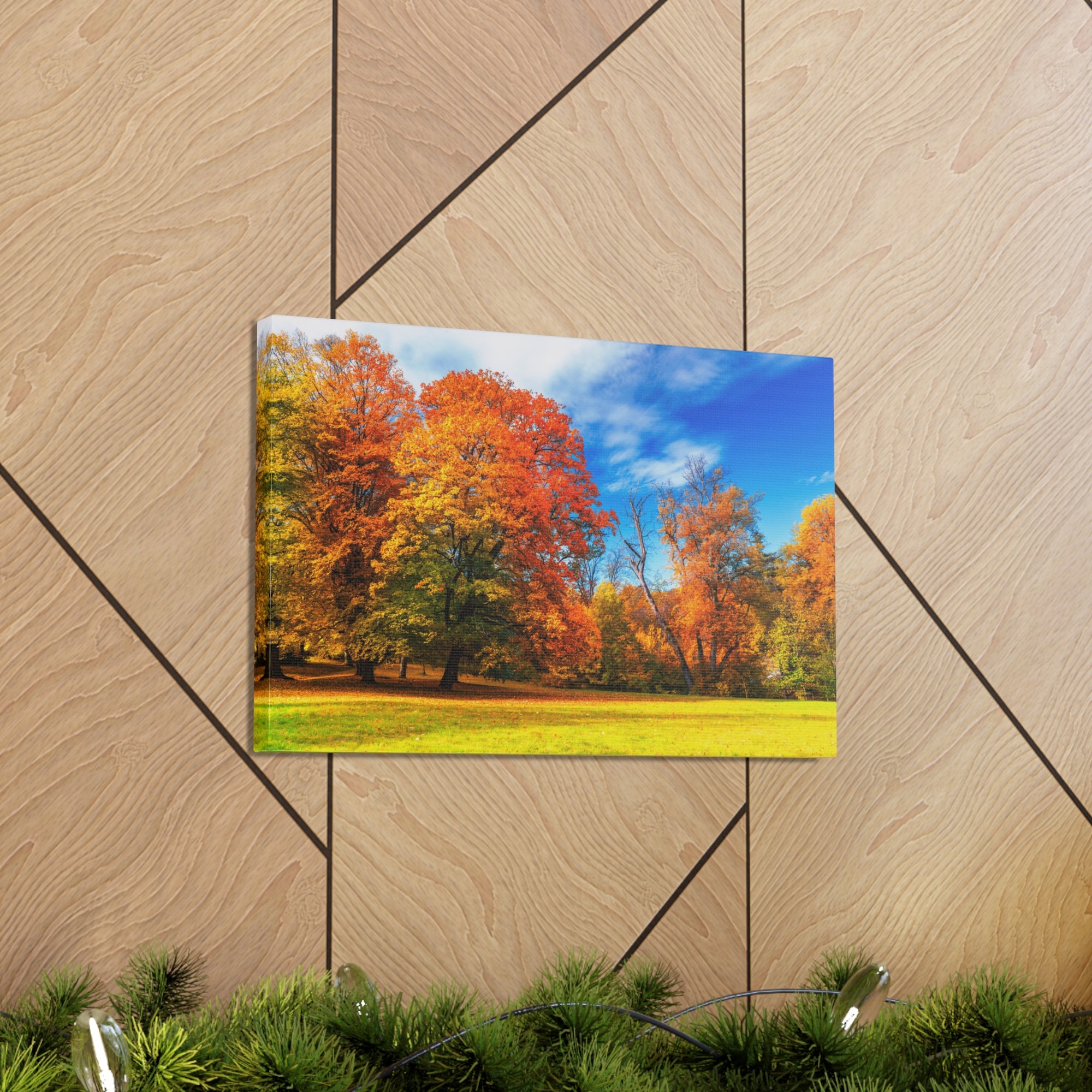 Autumn Fall Scene Beautiful Autumn Forest Path Beauty Nature Scene Bright Light Sun Wall Art Ready to Hang-Express Your Love Gifts