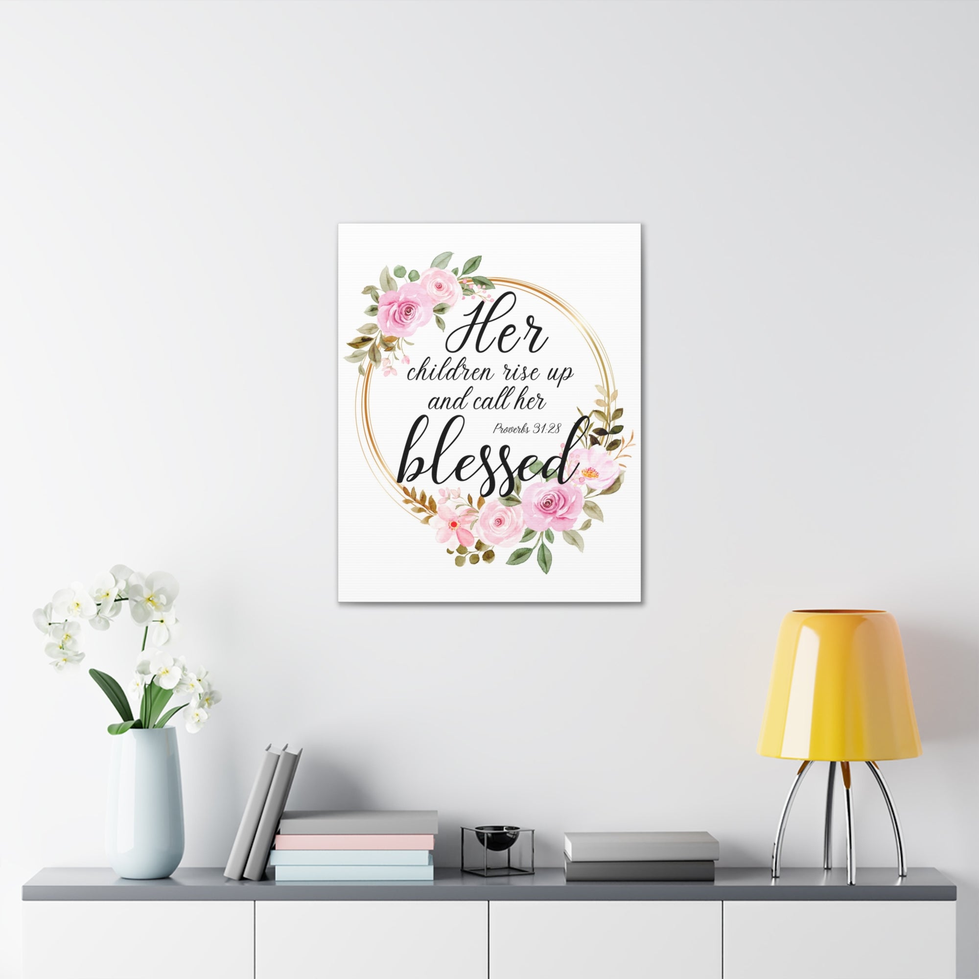 Scripture Walls Proverbs 31:28 She is Blessed Bible Verse Canvas Christian Wall Art Ready to Hang Unframed-Express Your Love Gifts