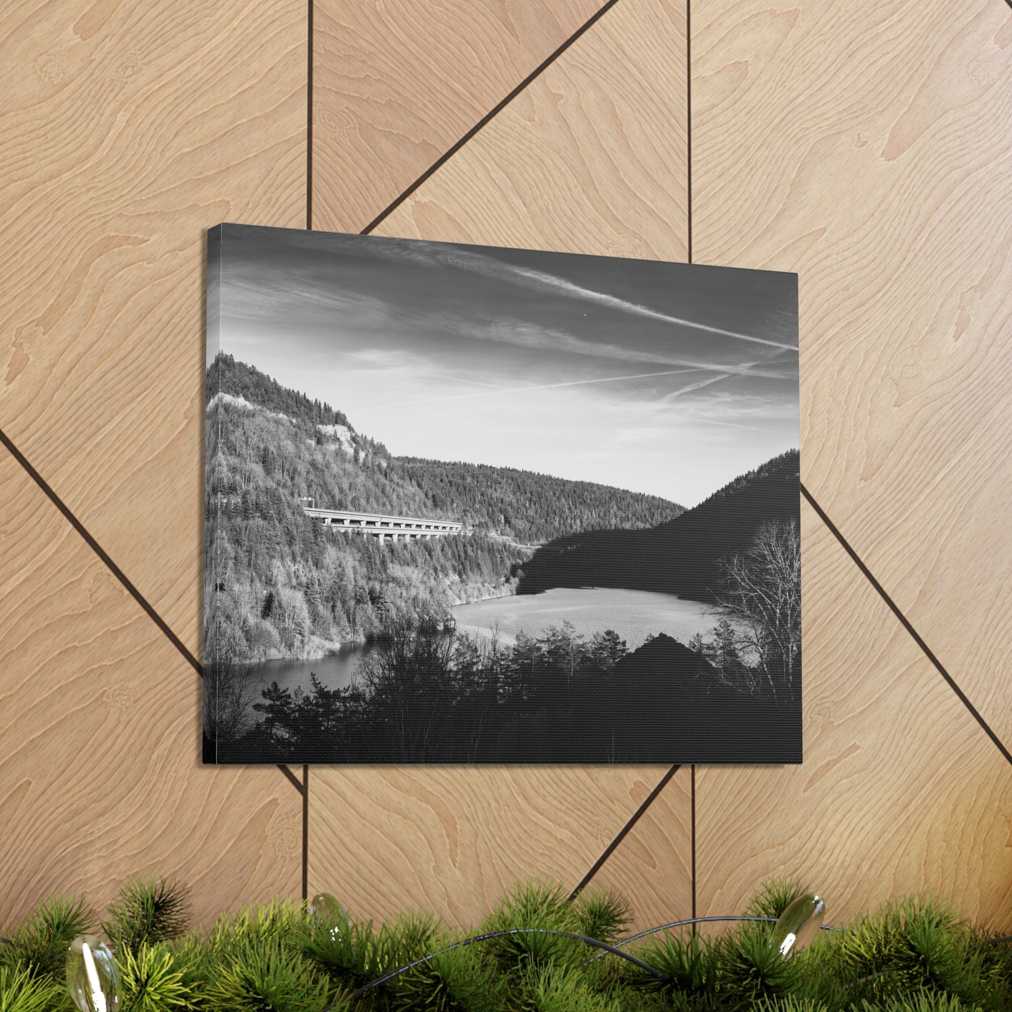 Black And White Forest Mountain Nature Wilderness Photography Canvas Wall Art for Home Decor Ready-to-Hang-Express Your Love Gifts