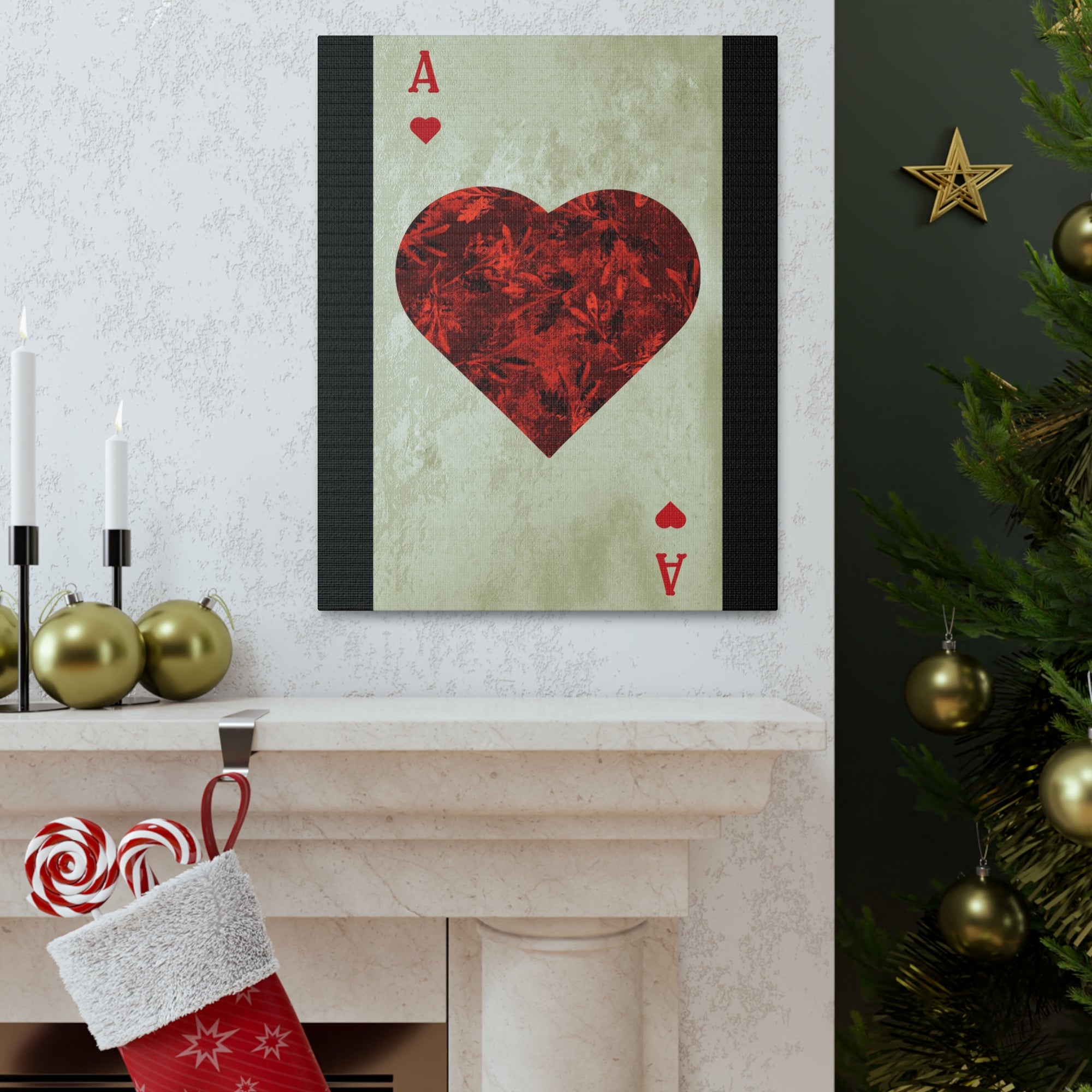 Ace Of Hearts Playing Card Canvas Wall Art for Home Decor Ready-to-Hang-Express Your Love Gifts