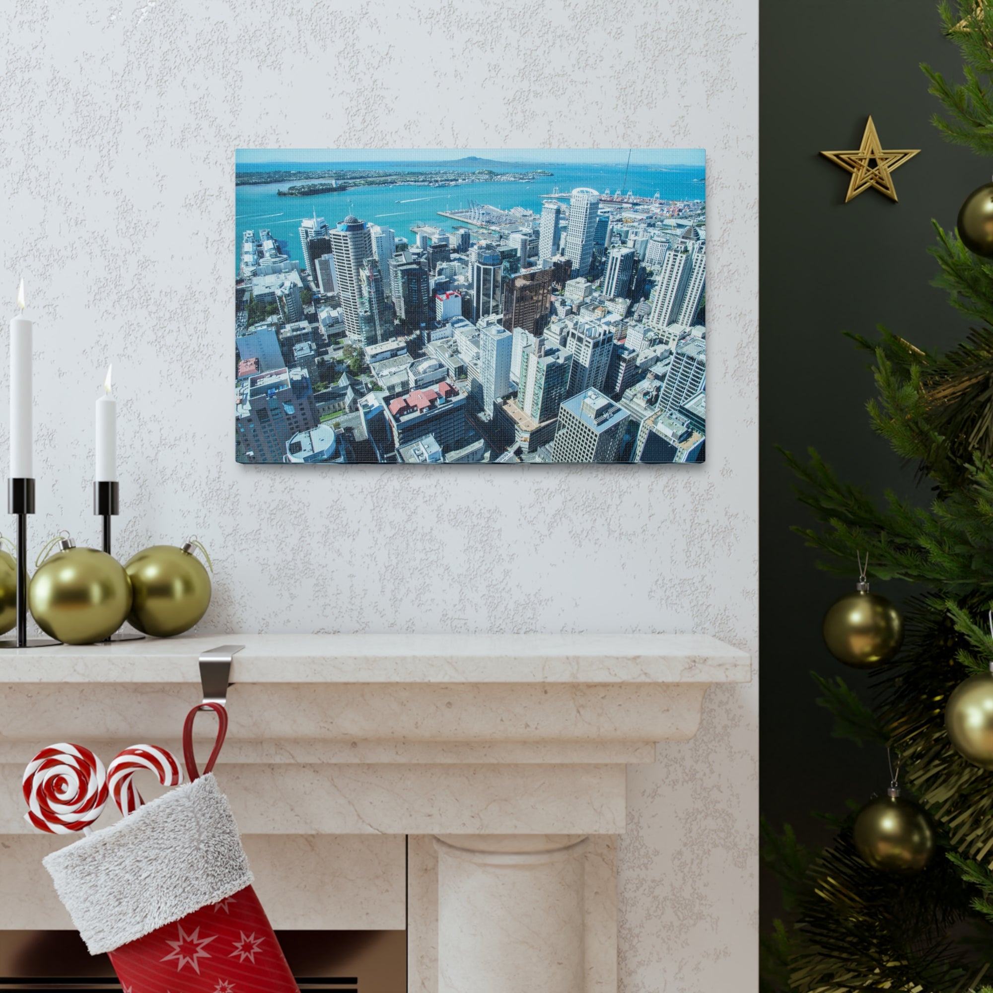 Auckland Daytime Skyline Canvas Artwork High-Quality Breathtaking Stunning Cityscape for Home Decor Ready to Hang-Express Your Love Gifts