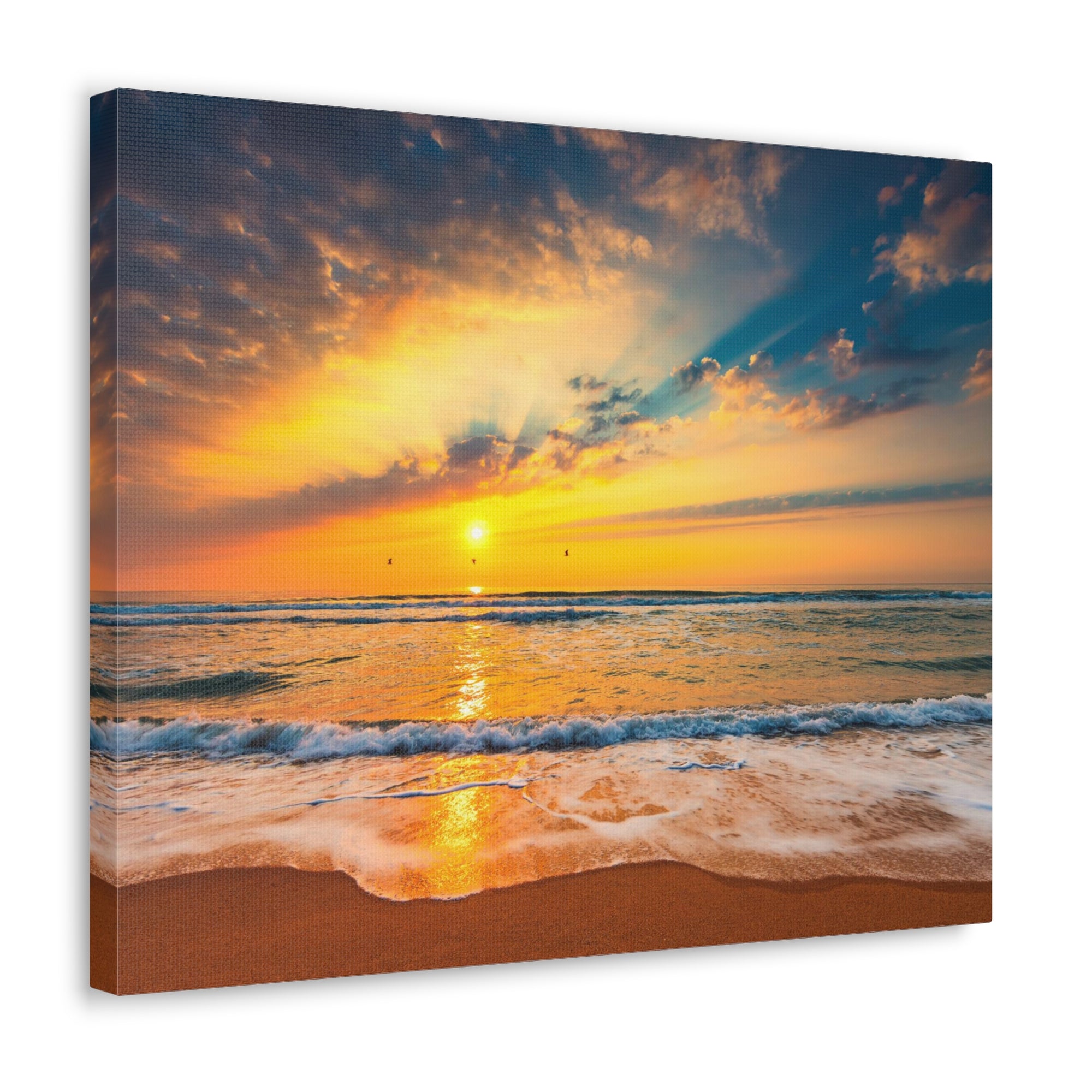 Beach Sunrise Over Tropical Sea Ocean Canvas Wall Art for Home Decor Ready-to-Hang-Express Your Love Gifts