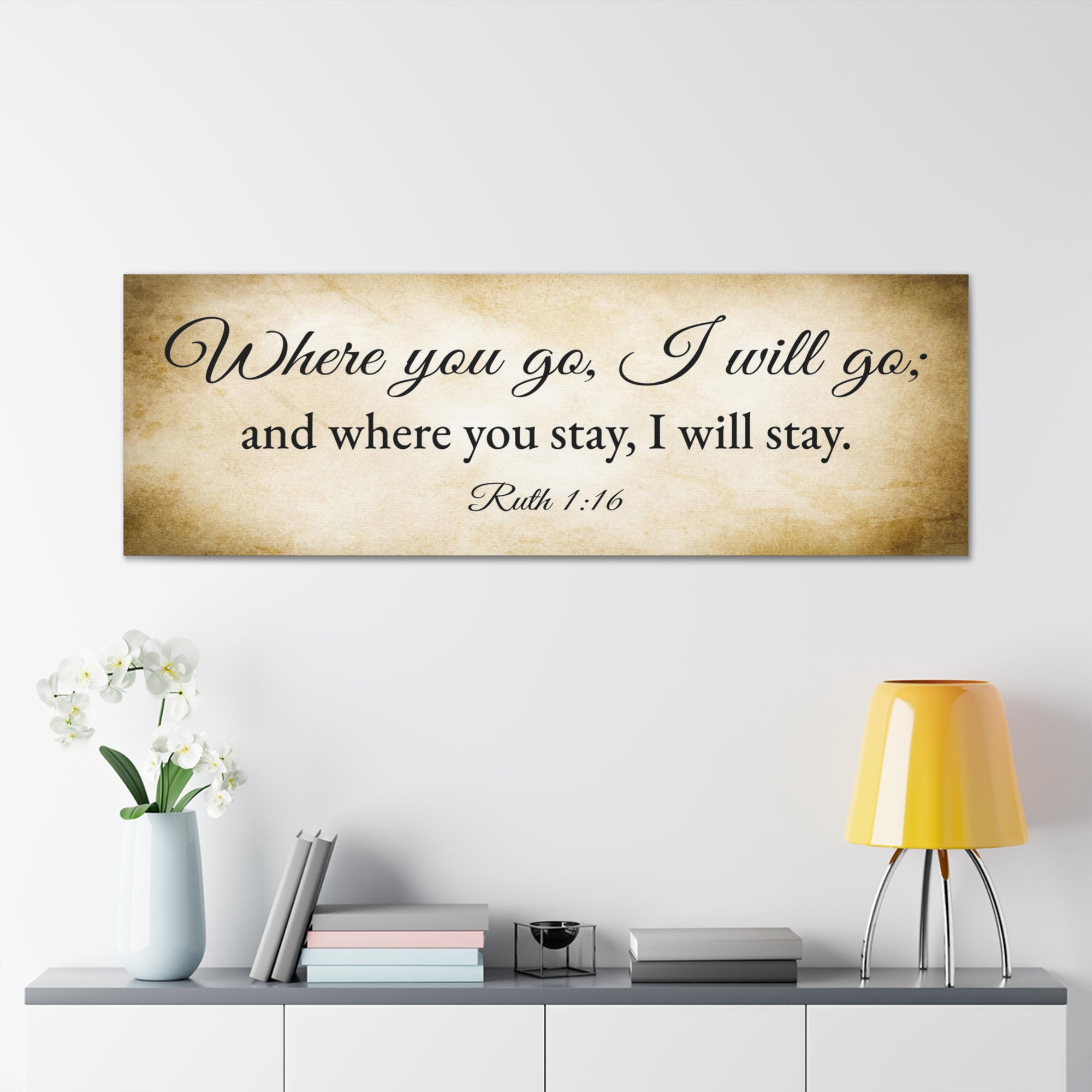 Scripture Walls Ruth 1:16 Gold Bible Verse Canvas Christian Wall Art Ready to Hang Unframed-Express Your Love Gifts