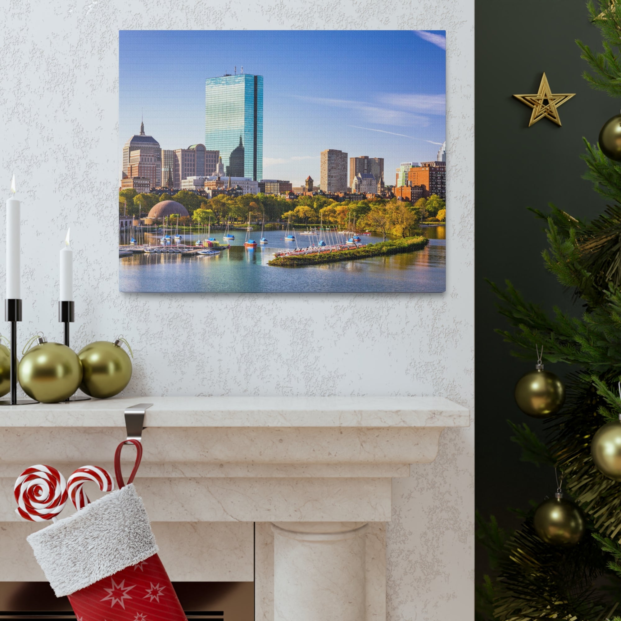 Boston Daytime Skyline Canvas Artwork High-Quality Breathtaking Stunning Cityscape for Home Decor Ready to Hang-Express Your Love Gifts