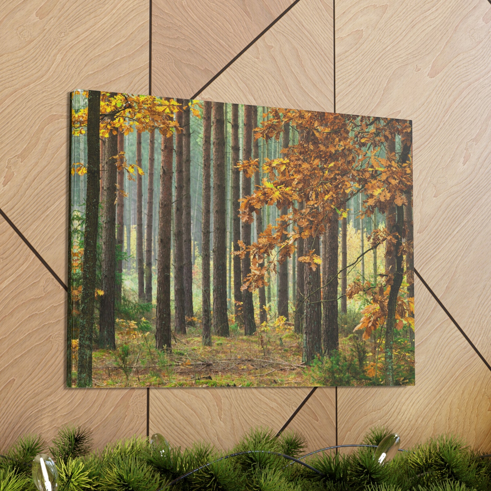 Autumn Forest Orange Tree Nature Wilderness Photography Canvas Wall Art for Home Decor Ready-to-Hang-Express Your Love Gifts