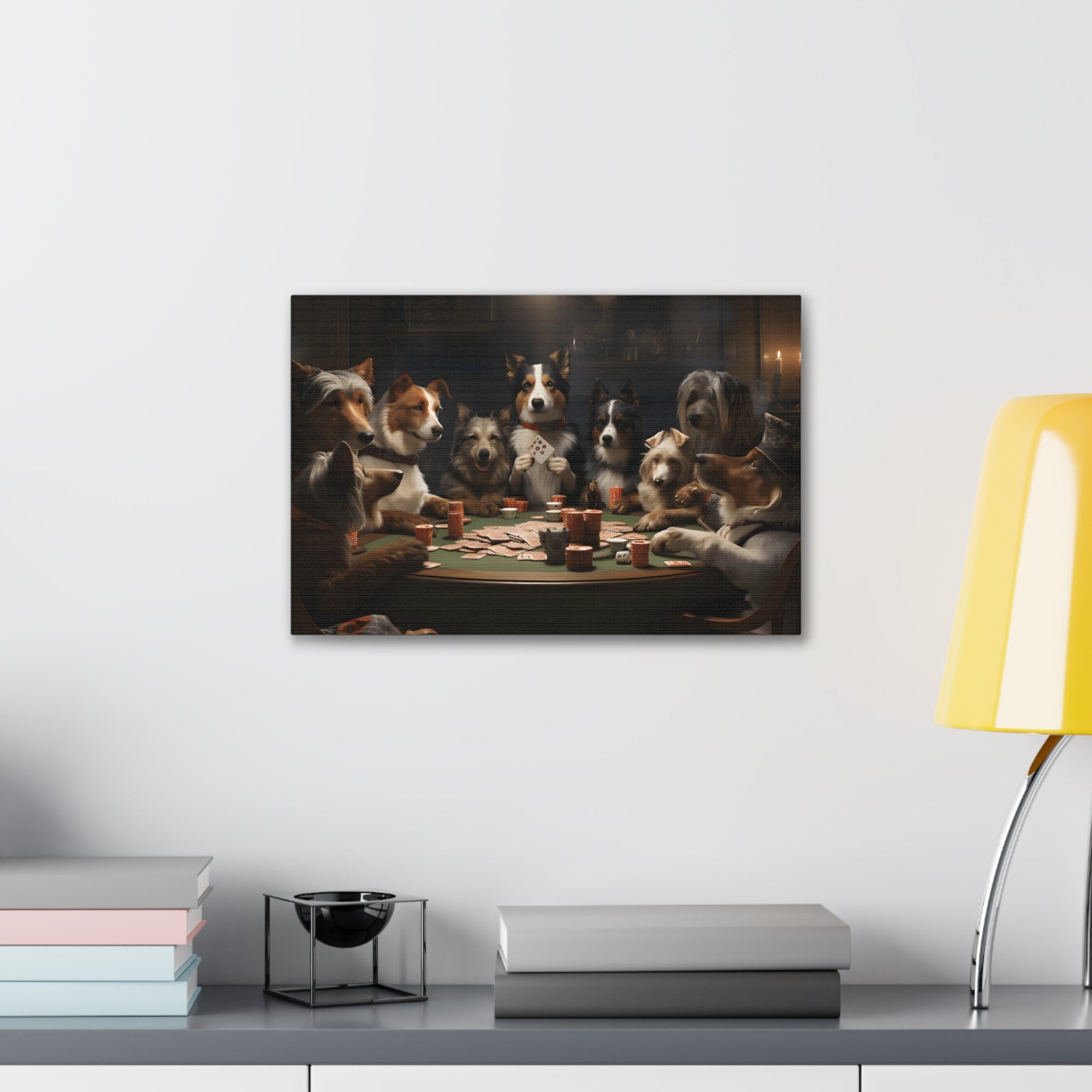 Different Dogs Playing Poker New York Animals Playing Card Canvas Wall Art for Home Decor Ready-to-Hang-Express Your Love Gifts