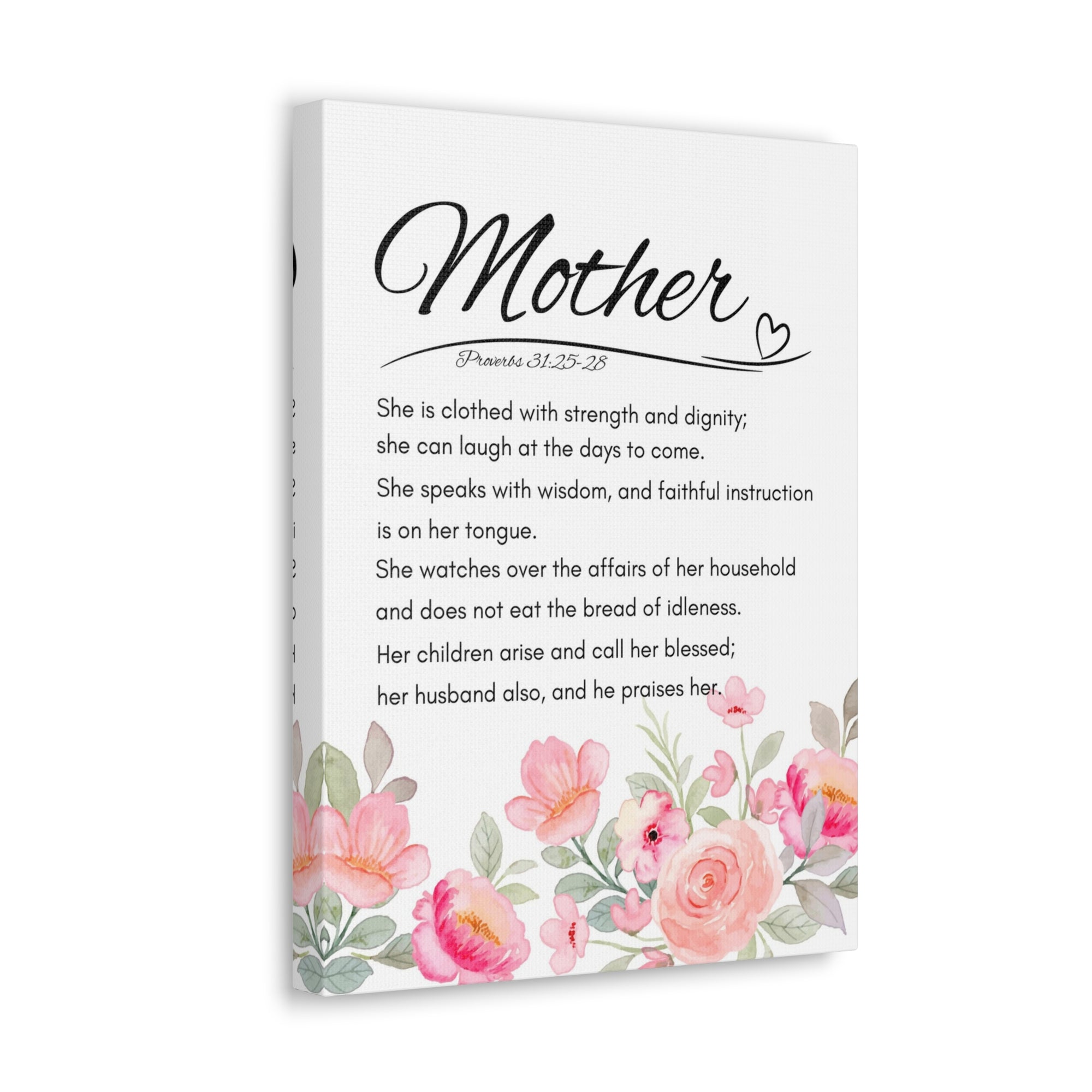 Scripture Walls Proverbs 31:25-28 Mother Bible Verses Canvas Christian Wall Art Ready to Hang Unframed-Express Your Love Gifts