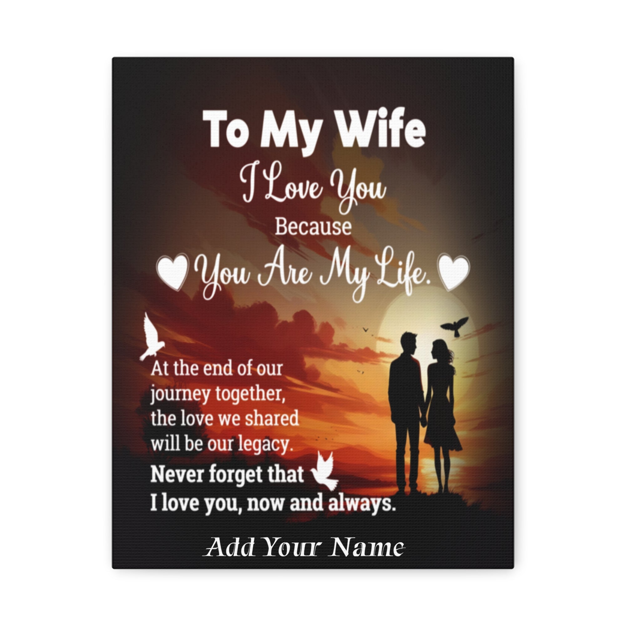 Personalized To My Wife Sunset Romance Canvas Wall Art - Heartfelt Gift of Love & Legacy-Express Your Love Gifts