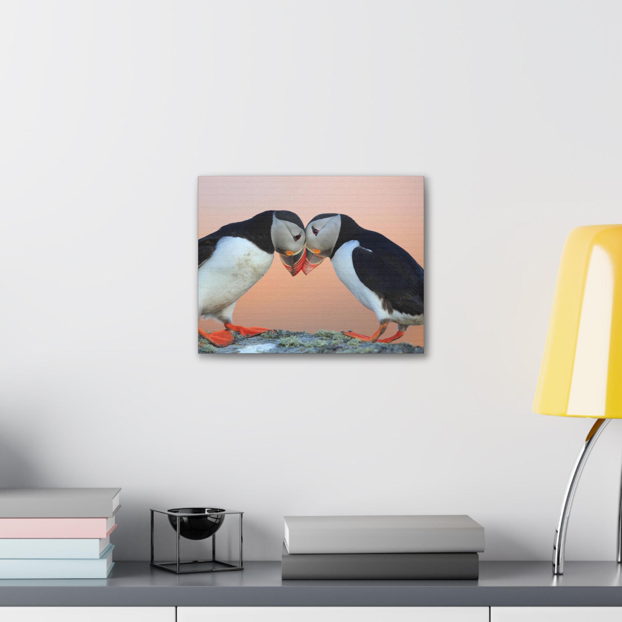 Funny Atlantic Puffin Silly Atlantic Puffin Couple Wall Art Ready to Hang-Express Your Love Gifts