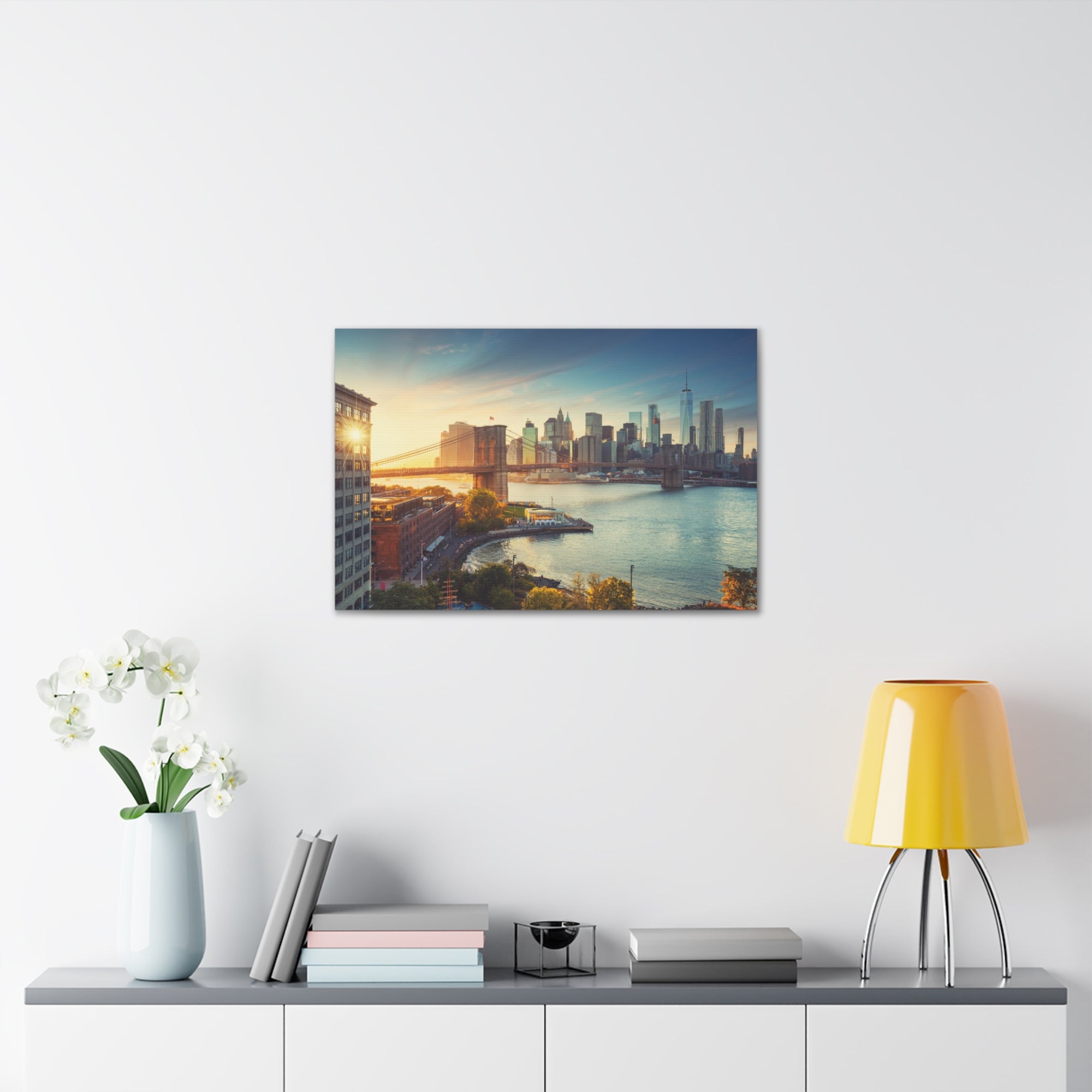 Brooklyn Daytime Skyline Canvas Artwork High-Quality Breathtaking Stunning Cityscape for Home Decor Ready to Hang-Express Your Love Gifts