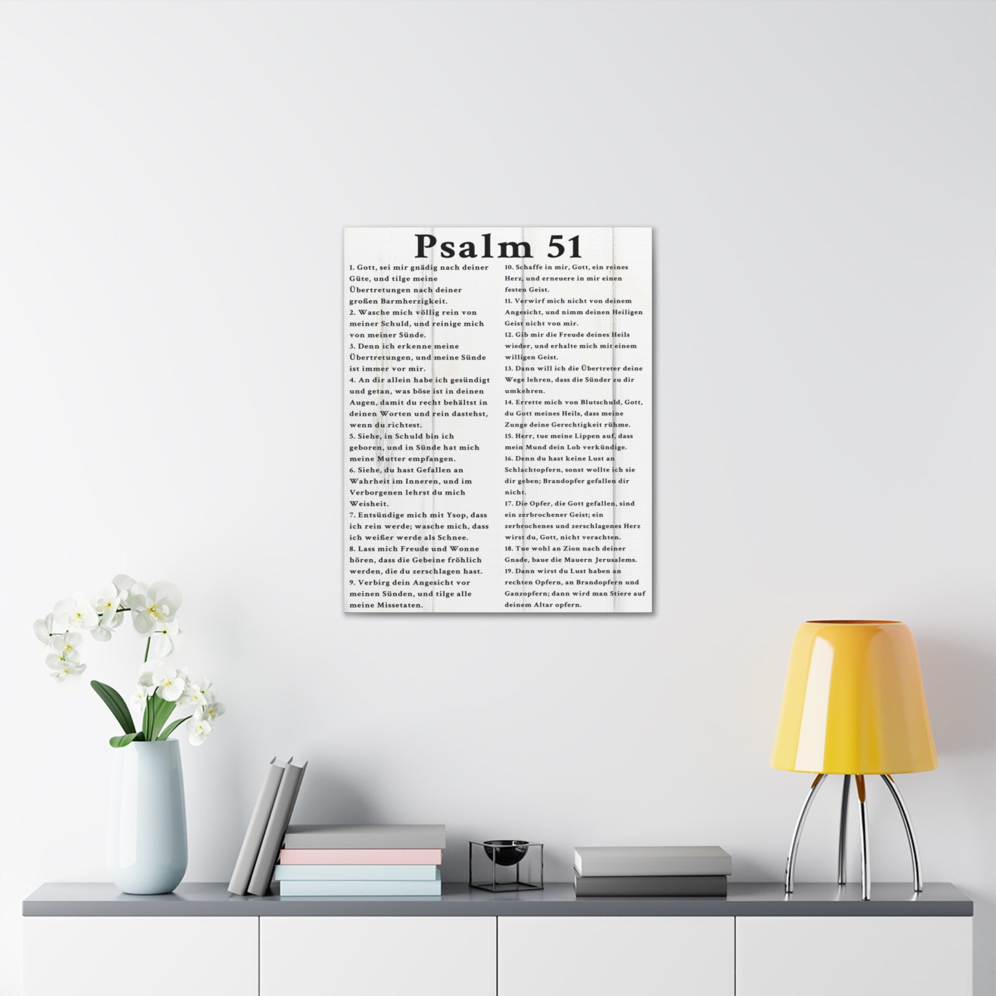 Scripture Walls Psalm 51 German White Bible Verse Canvas Christian Wall Art Ready to Hang Unframed-Express Your Love Gifts