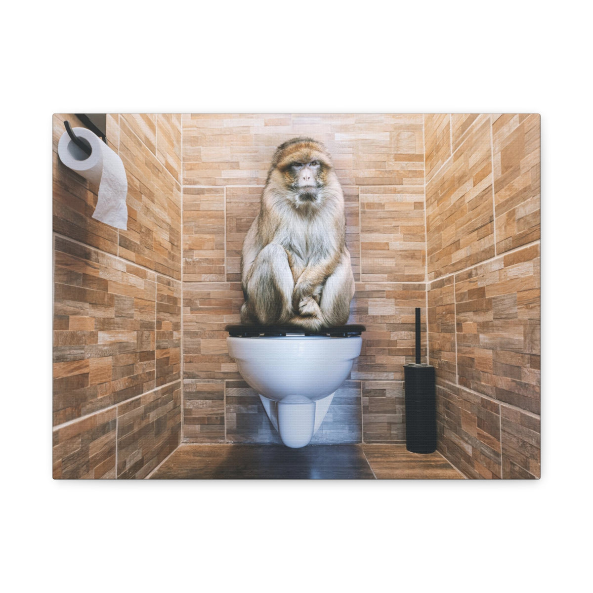 Macaque Ape Sitting On Toilet Funny Canvas Wall Art for Home Decor Ready-to-Hand-Express Your Love Gifts