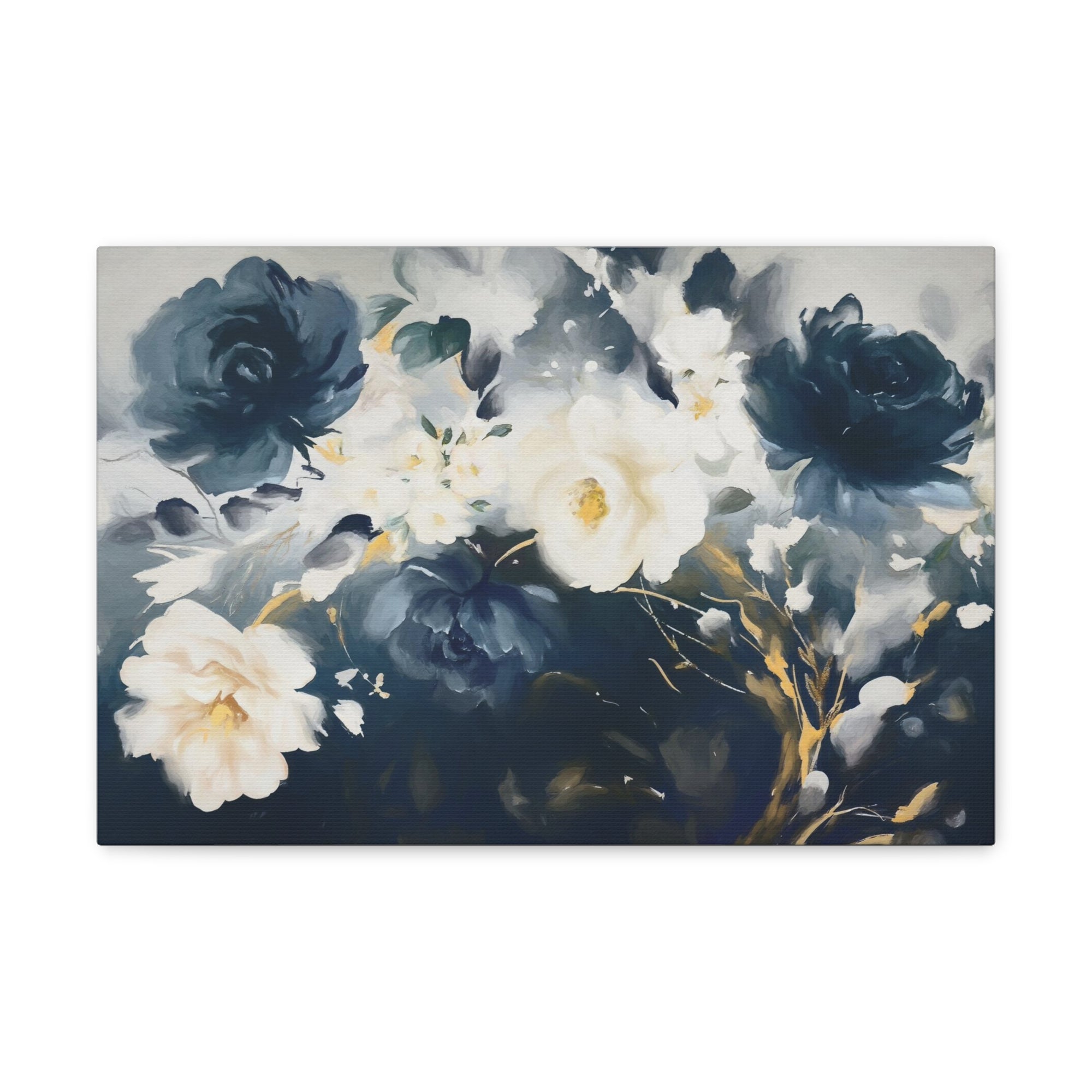 Blue And White Rose Flower Flower Canvas Wall Art for Home Decor Ready-to-Hang-Express Your Love Gifts