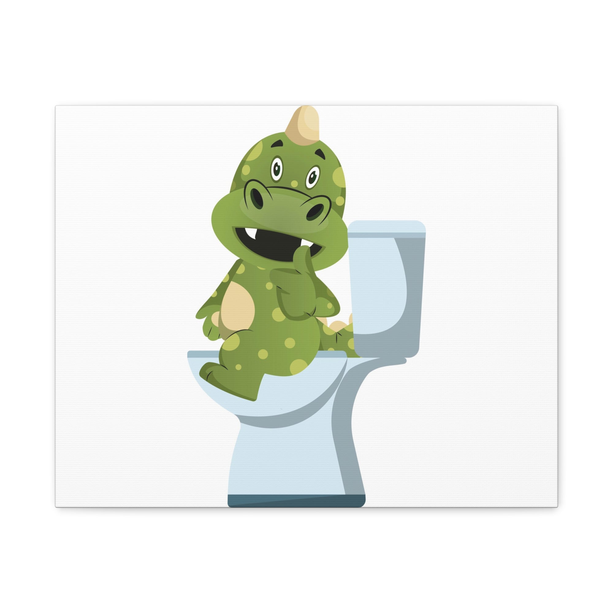 Green Dragon Sitting On Toilet Funny Canvas Wall Art for Home Decor Ready-to-Hand-Express Your Love Gifts