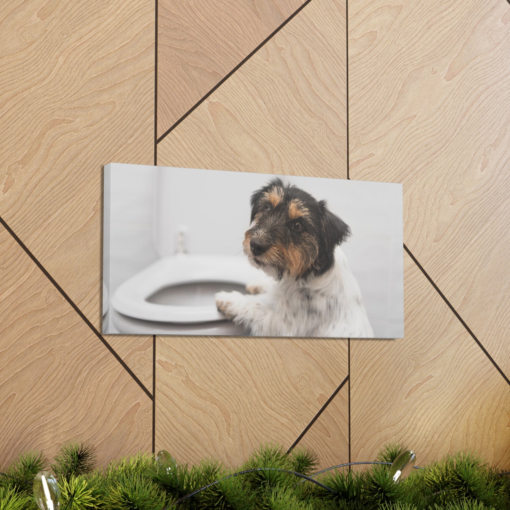 Jack Russell Terrier Standing On Toilet Funny Canvas Wall Art for Home Decor Ready-to-Hand-Express Your Love Gifts