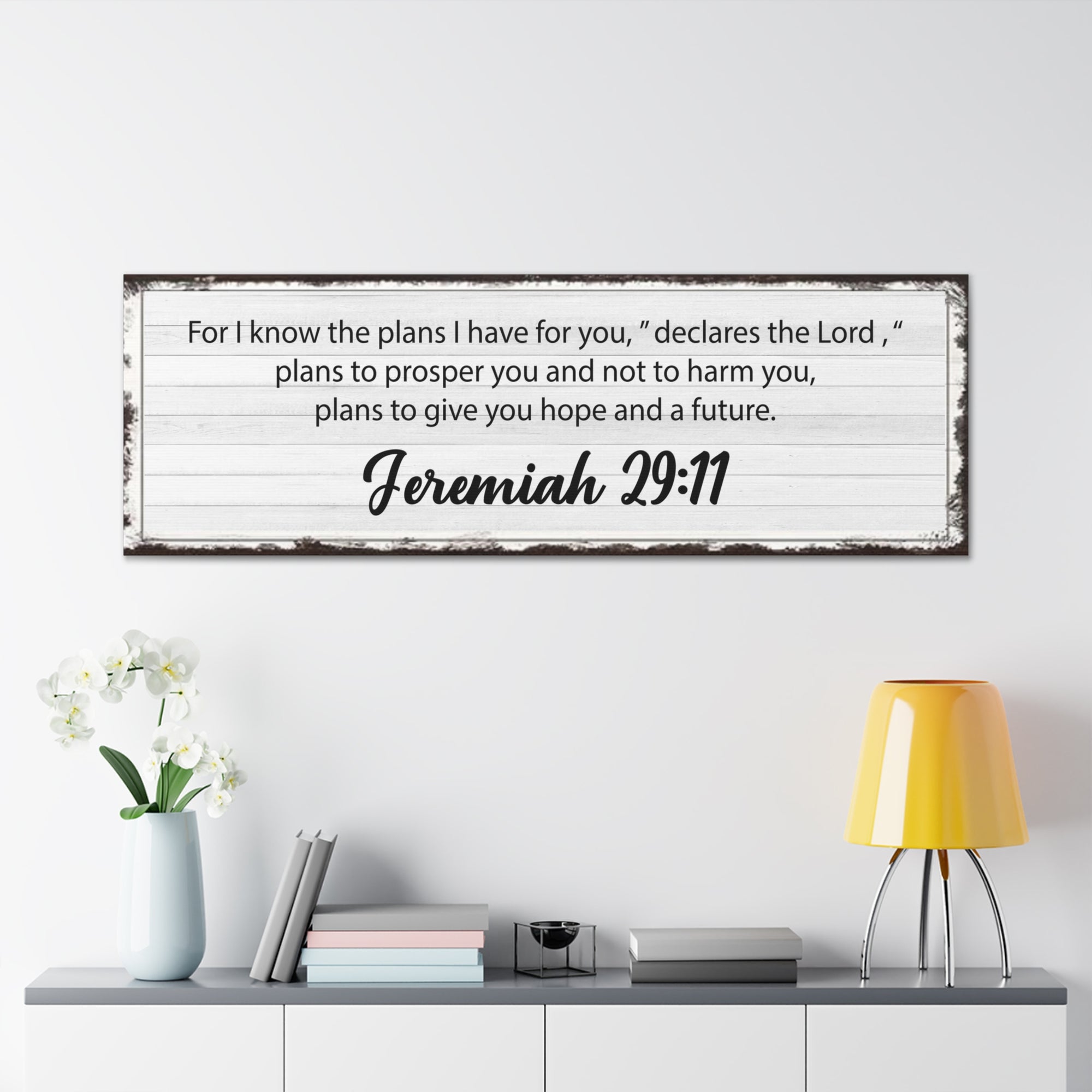 Scripture Walls Jeremiah 29:11 White Bible Verse Canvas Christian Wall Art Ready to Hang Unframed-Express Your Love Gifts